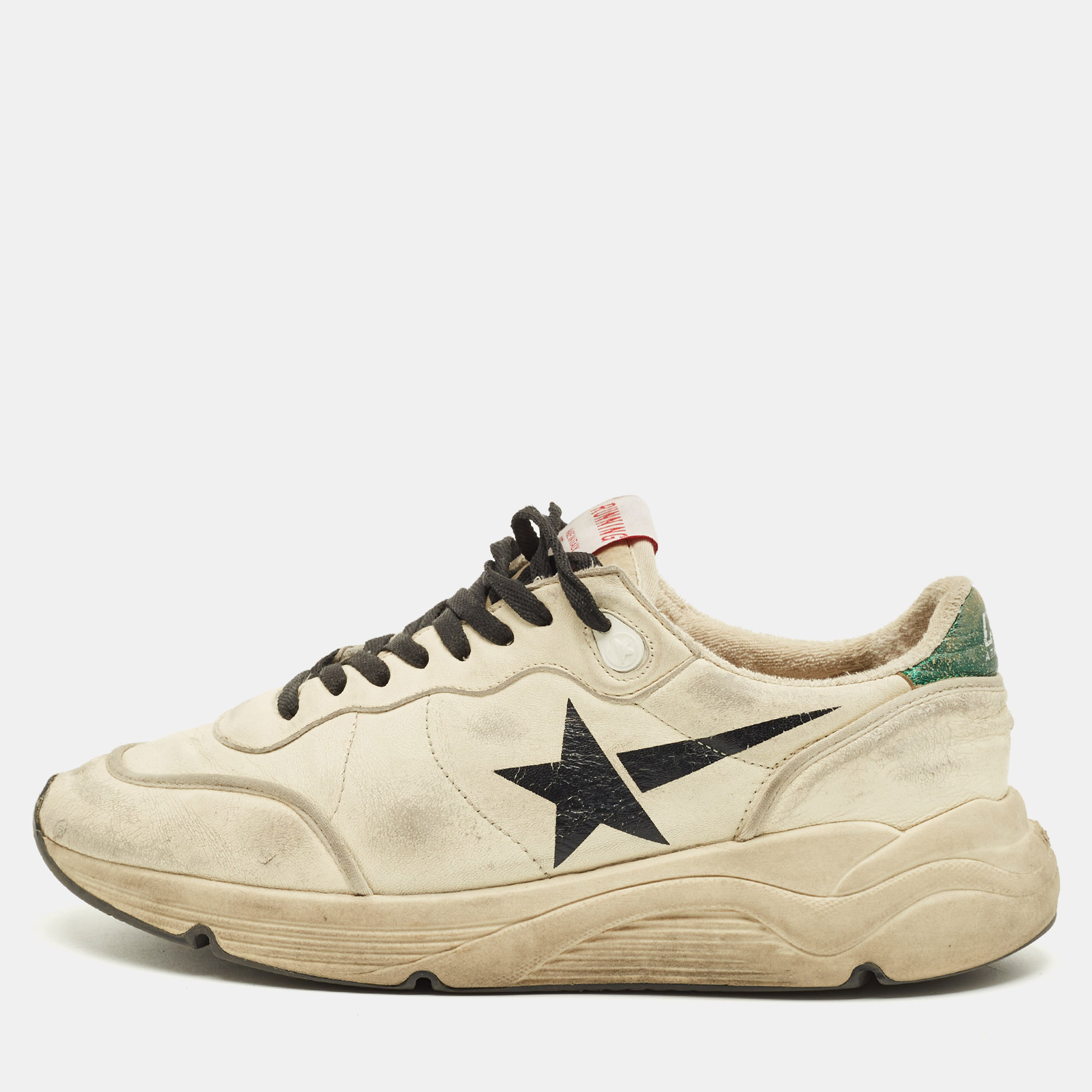 

Golden Goose Running Size  Cream Leather Lace Up Sneakers