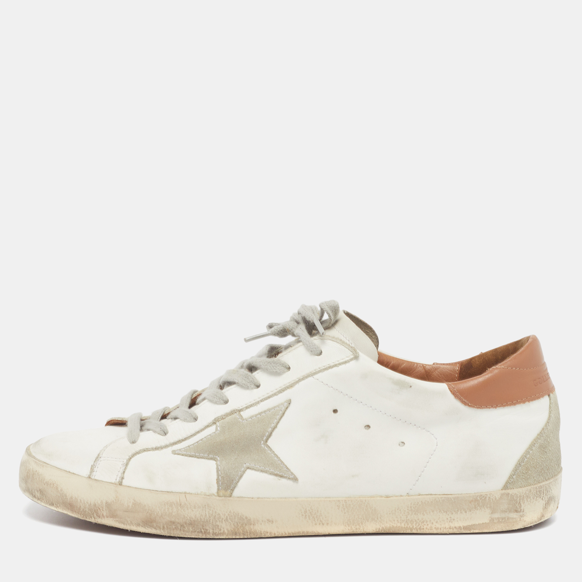 

Golden Goose Superstar Size  White/Grey Leather and Suede Lace Up Sneakers