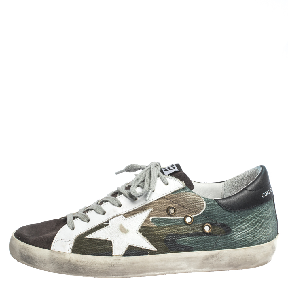 

Golden Goose Multicolor Canvas And Leather Star Applique Low Top Sneakers Size