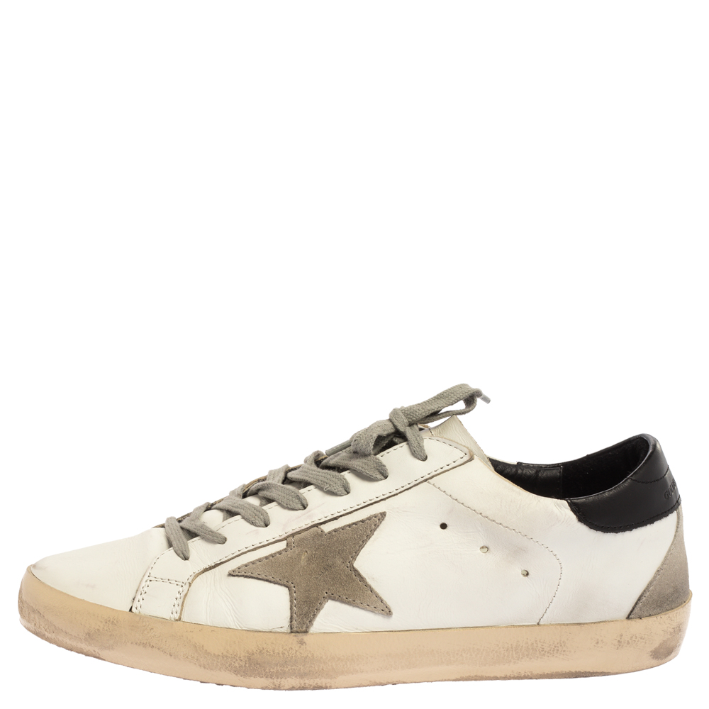 

Golden Goose White Leather Superstar Low Top Sneakers Size