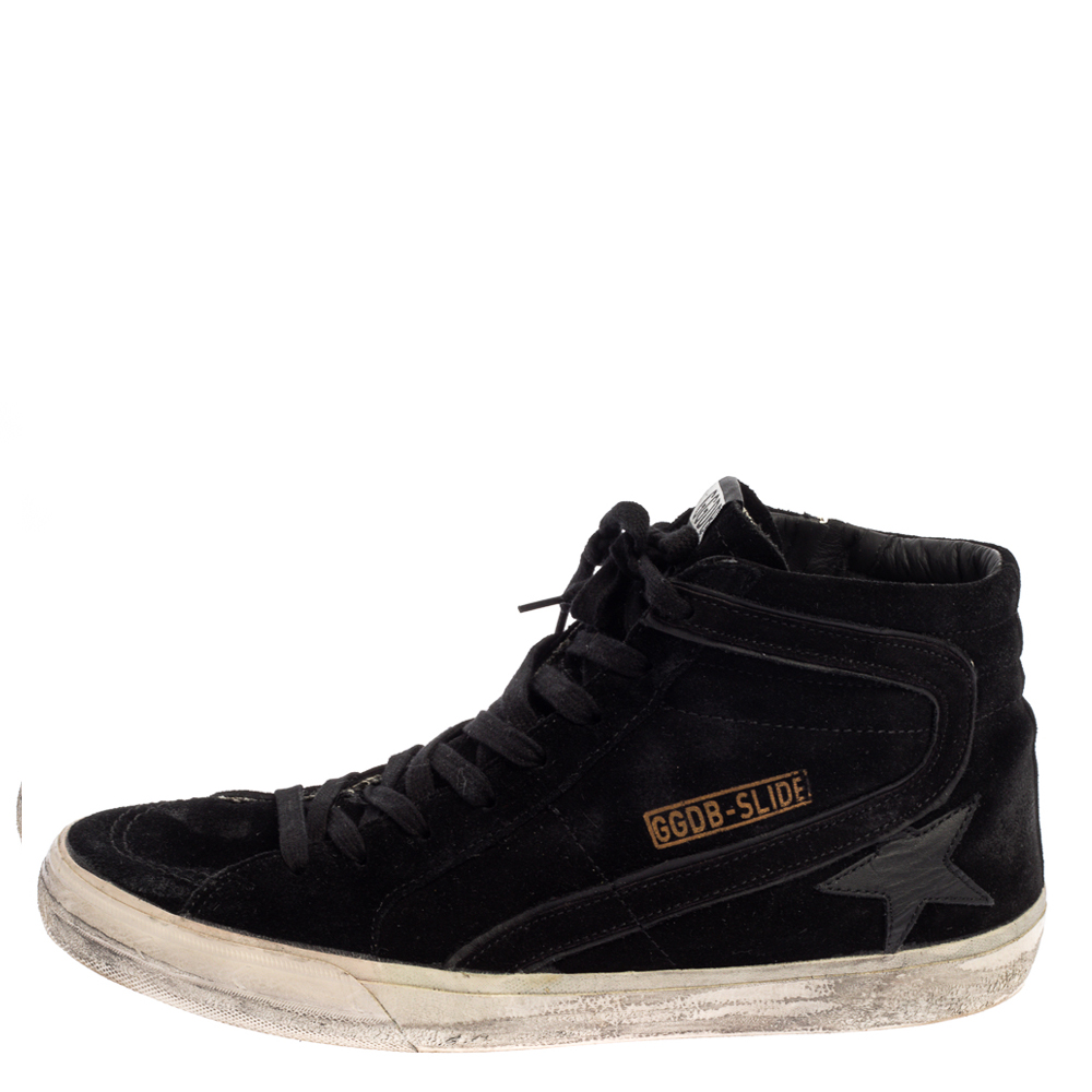 

Golden Goose Black Suede Leather Slide High Top Sneakers Size
