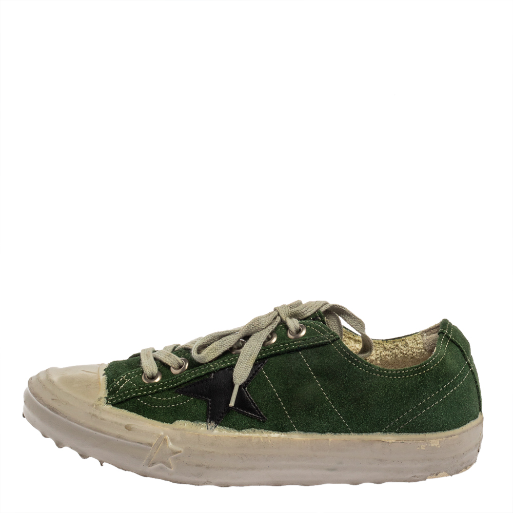 

Golden Goose Green Suede V Star Dip Low Top Sneakers Size