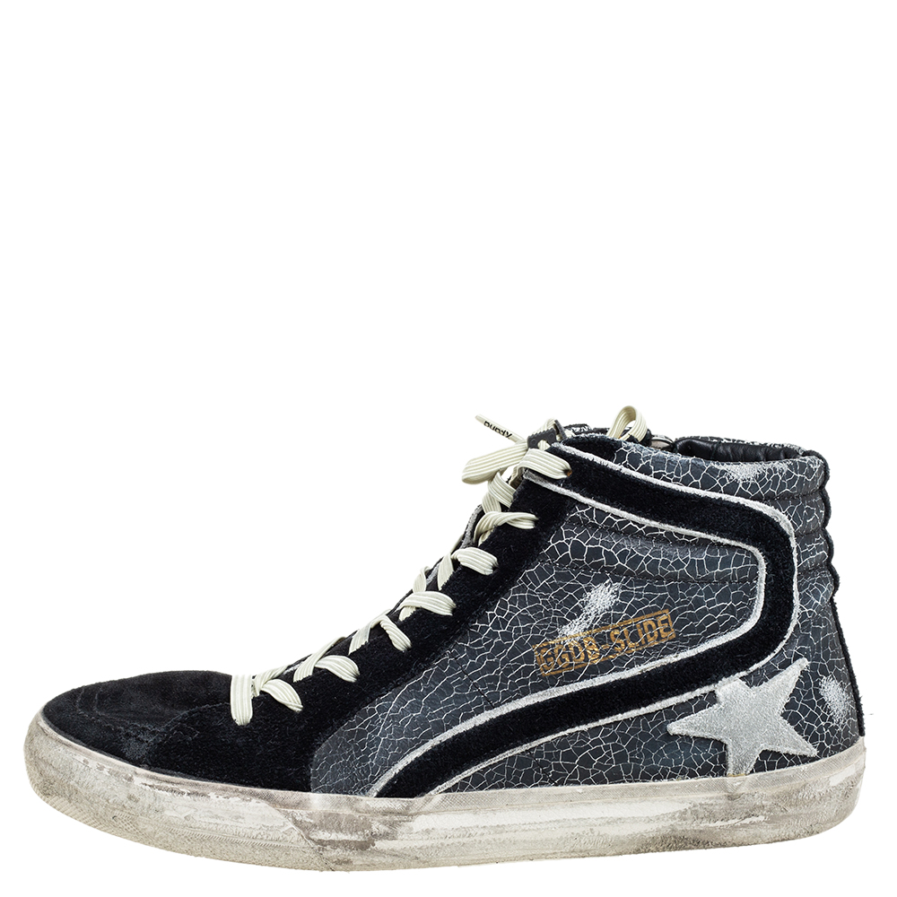 

Golden Goose Black/Grey Suede And Leather High Top Sneakers Size