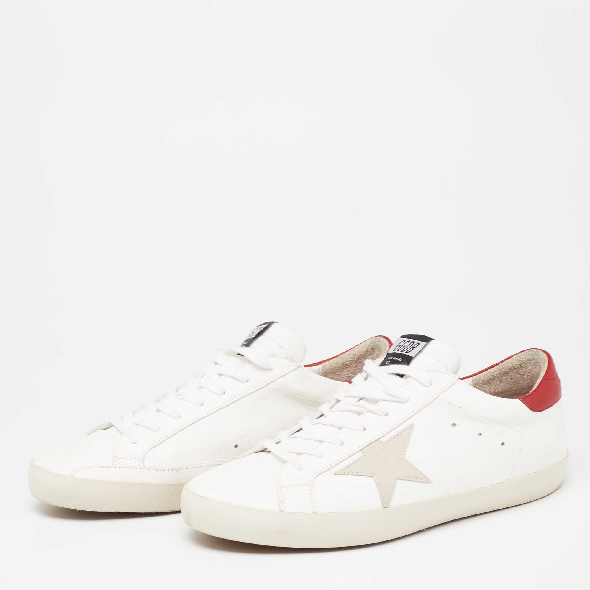 

Golden Goose White/Red Leather Star Superstar Sneakers Size