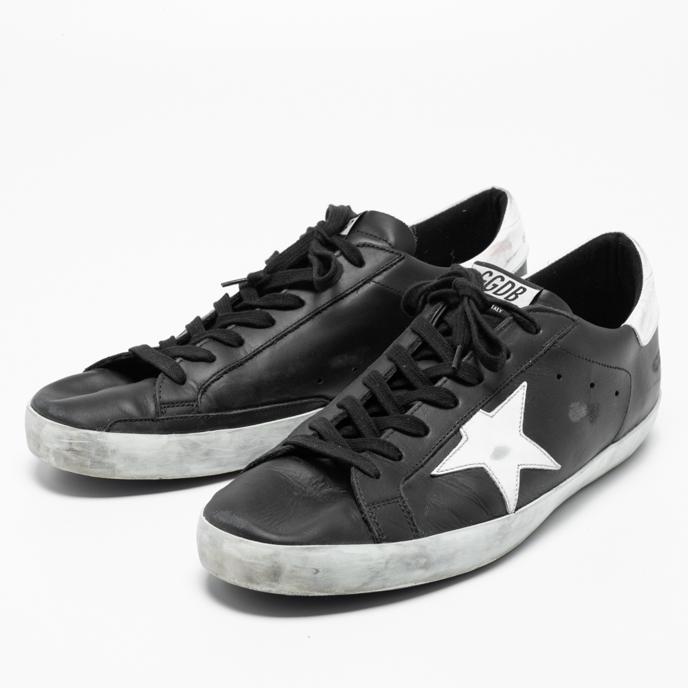 

Golden Goose Black Leather Superstar Classic Sneakers Size