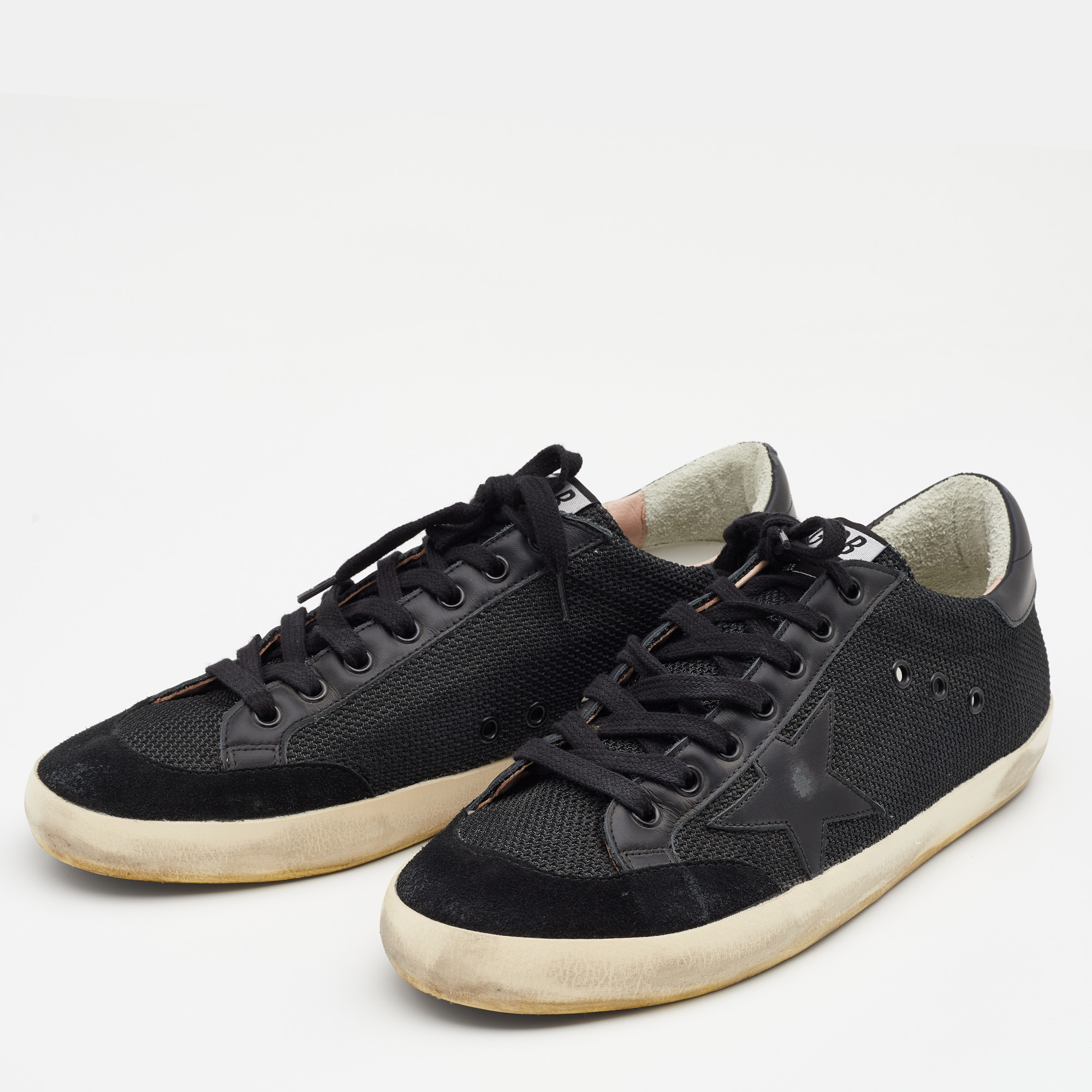 

Golden Goose Black Mesh And Leather Super Star Penstar Sneakers Size