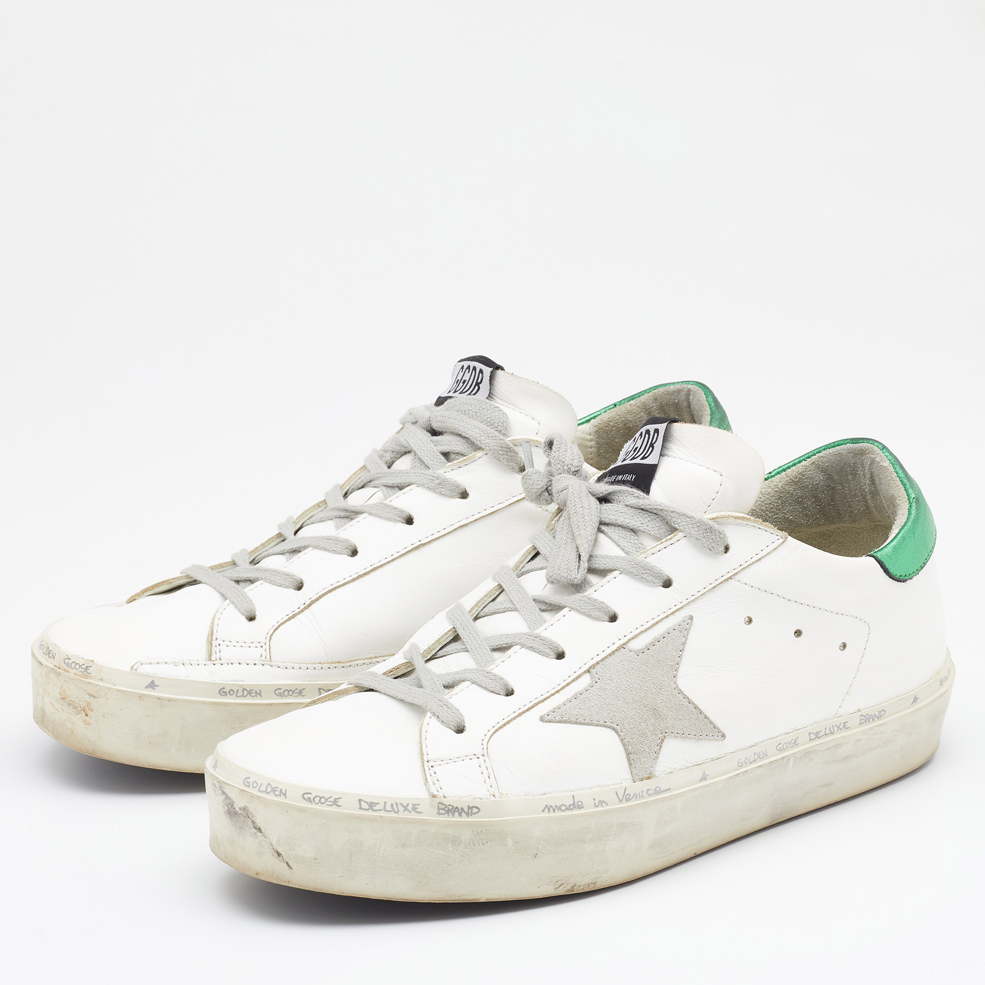 

Golden Goose White Leather Hi Star Sneakers Size