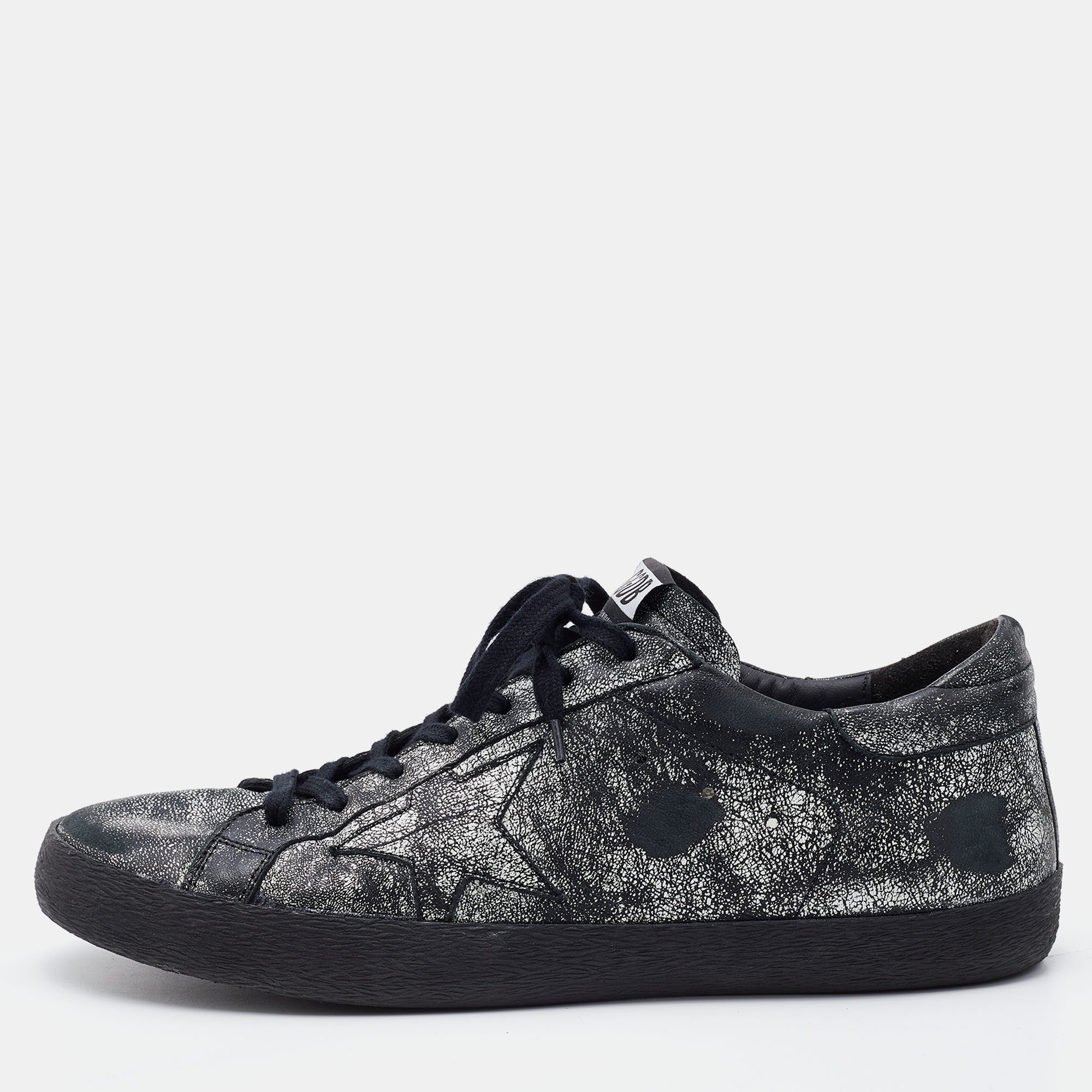 Golden Goose Black Leather Superstar Classic Sneakers Size 45