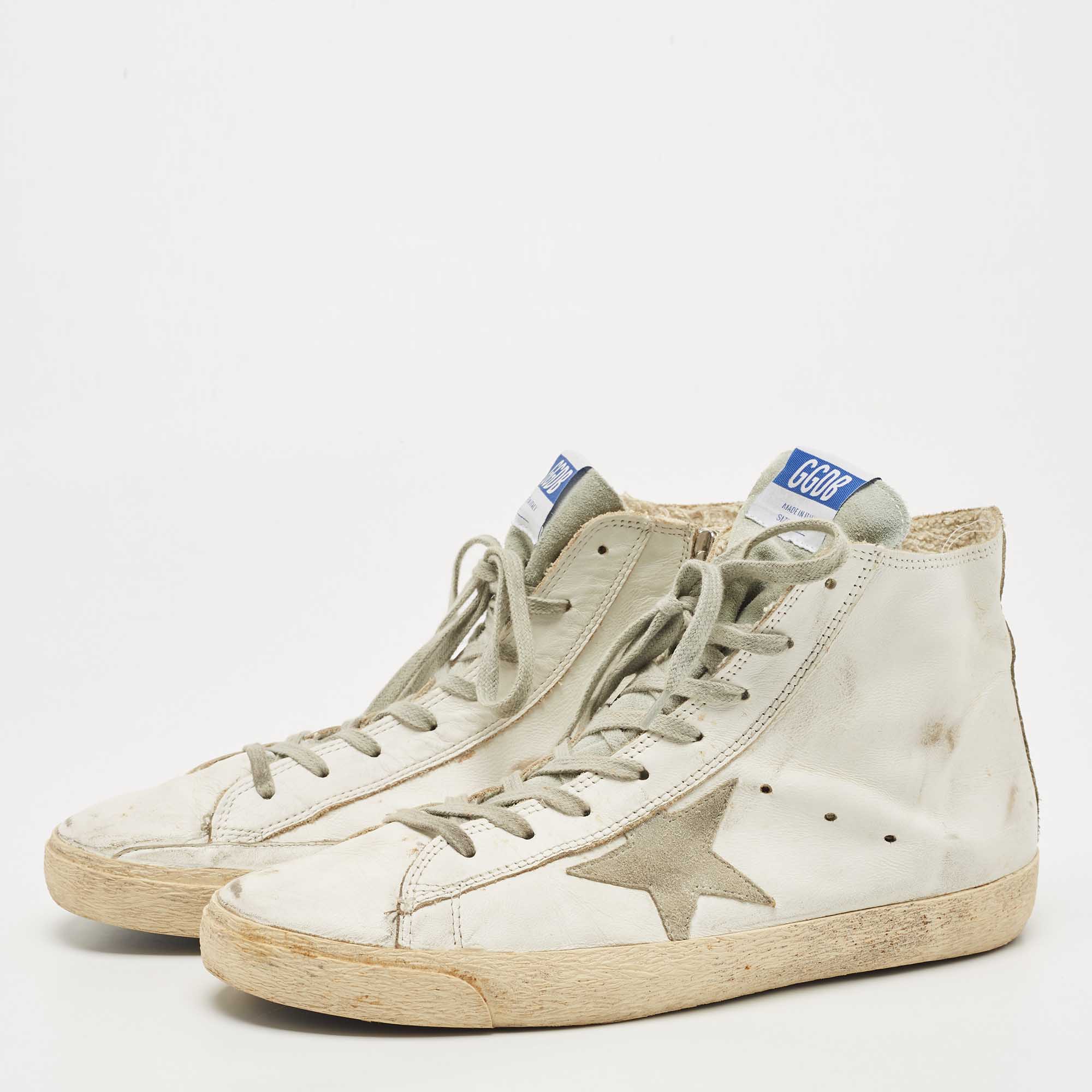

Golden Goose White Leather Francy High Top Sneakers Size
