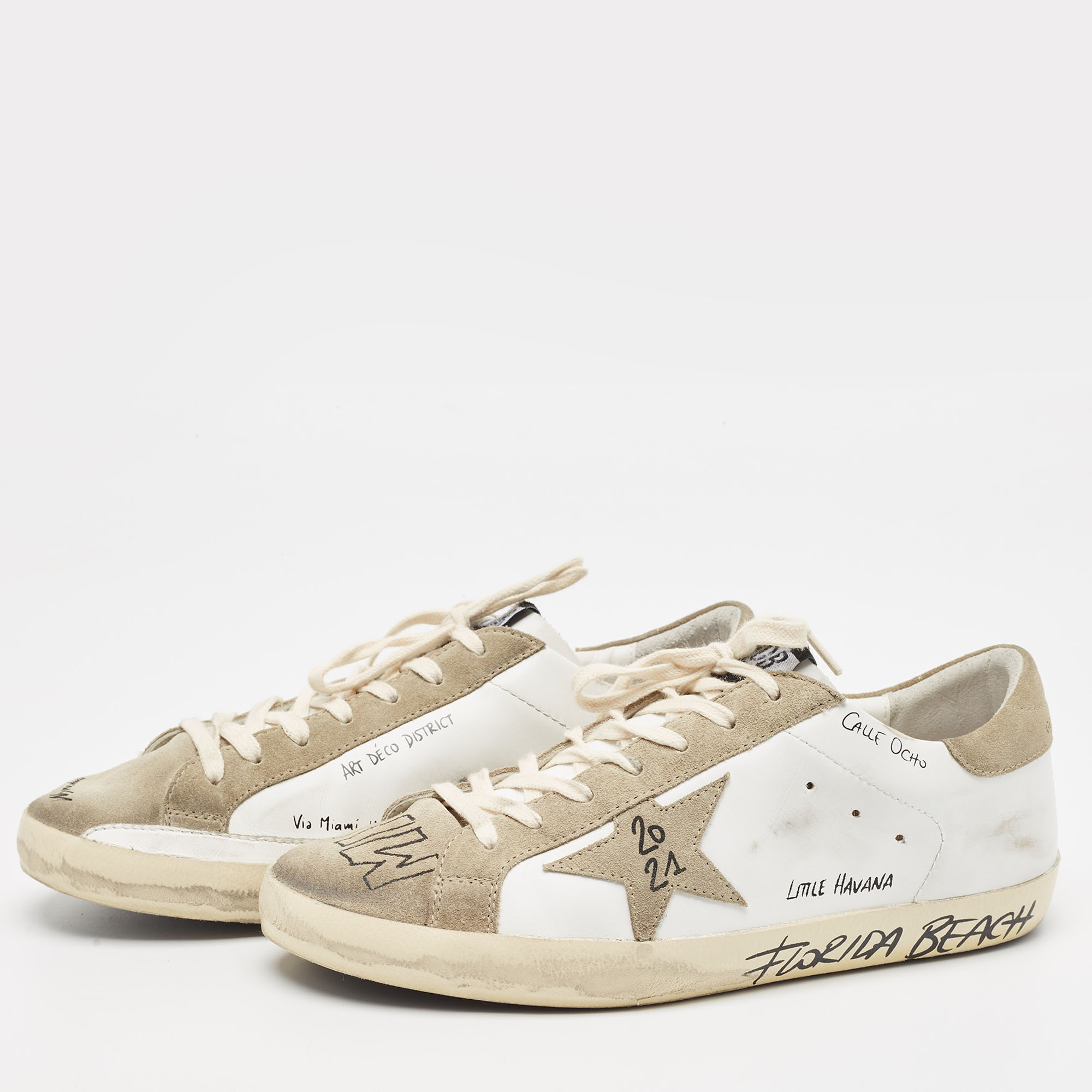 

Golden Goose White/Grey Leather And Suede Superstar Sneakers Size