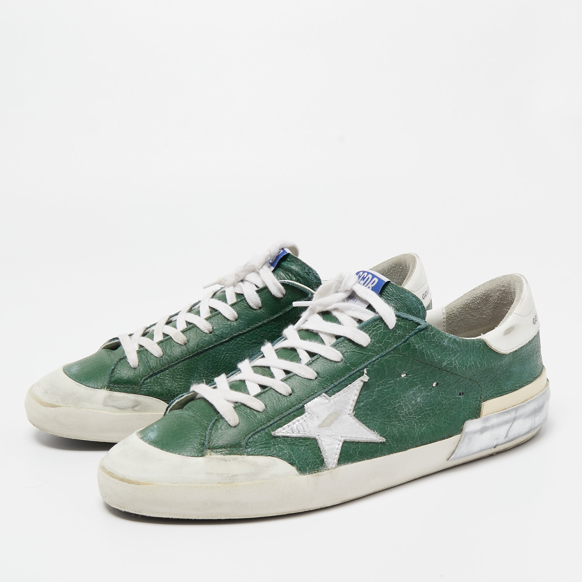 

Golden Goose Green/White Leather Superstar Sneakers Size