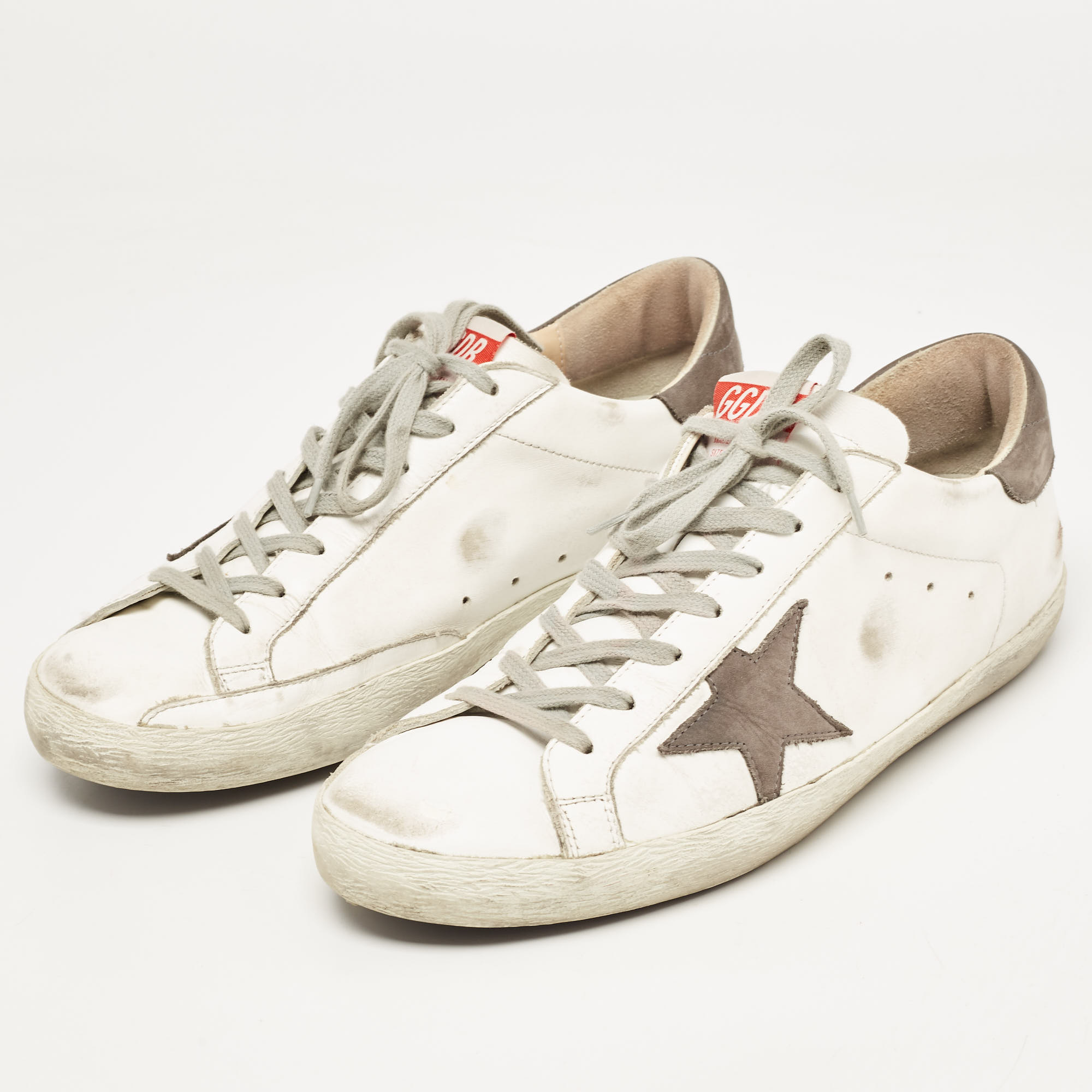 

Golden Goose White/Grey Leather Superstar Sneakers Size
