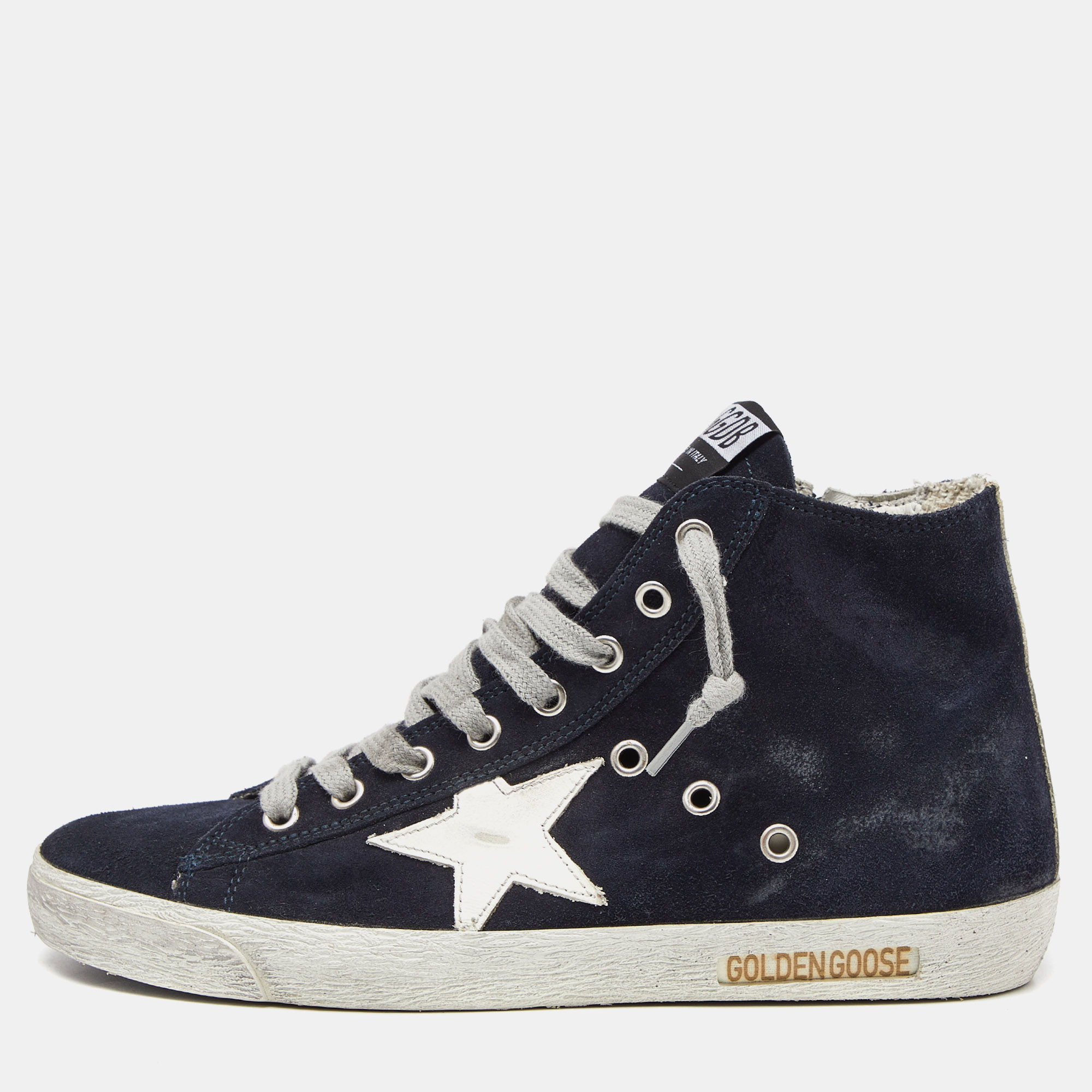 

Golden Goose Blue Suede Star Francy High Top Sneakers Size