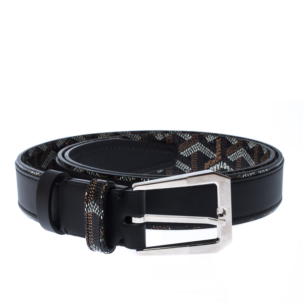 Goyard Black Goyardine Coated Canvas and Leather Buckle Belt 95CM Goyard | TLC