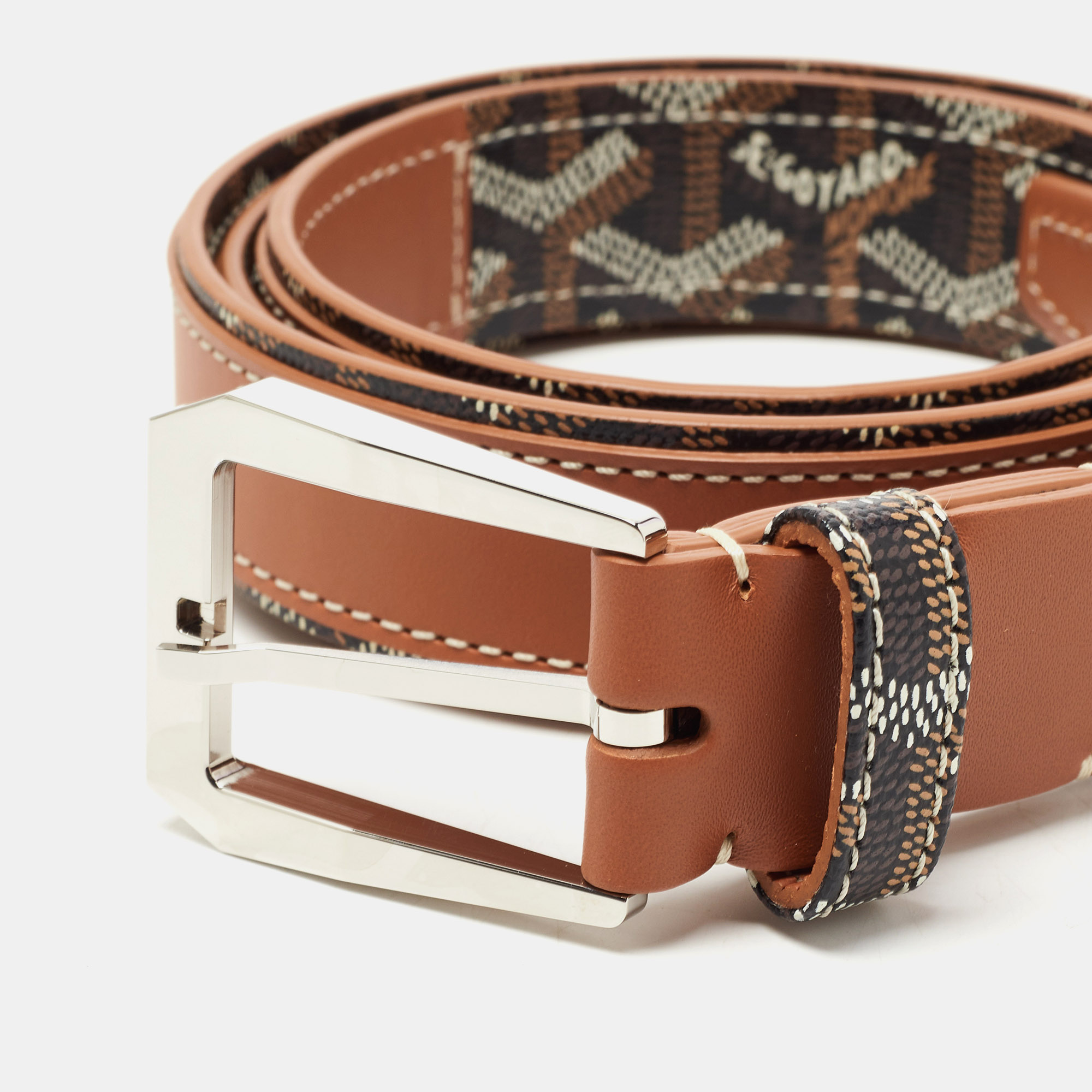 

Goyard Brown Goyardine Coated Canvas and Leather Florida Buckle Belt