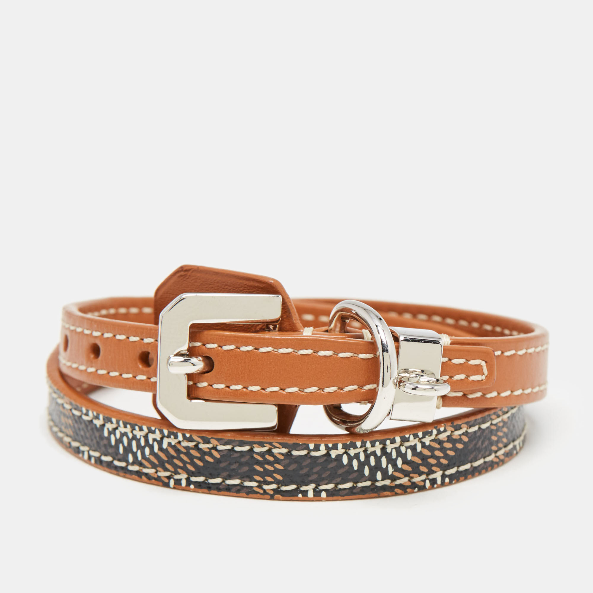 

Goyard Edmond Leather Silver Tone Bracelet