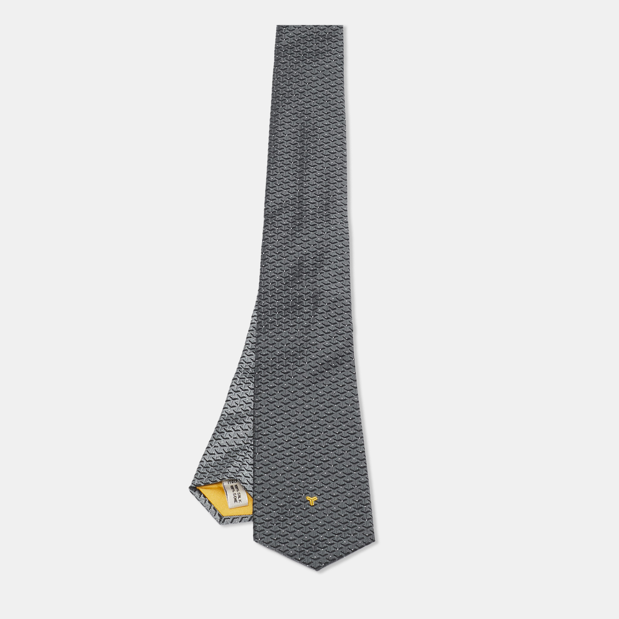 

Goyard Grey Patterned Silk Skinny Tie