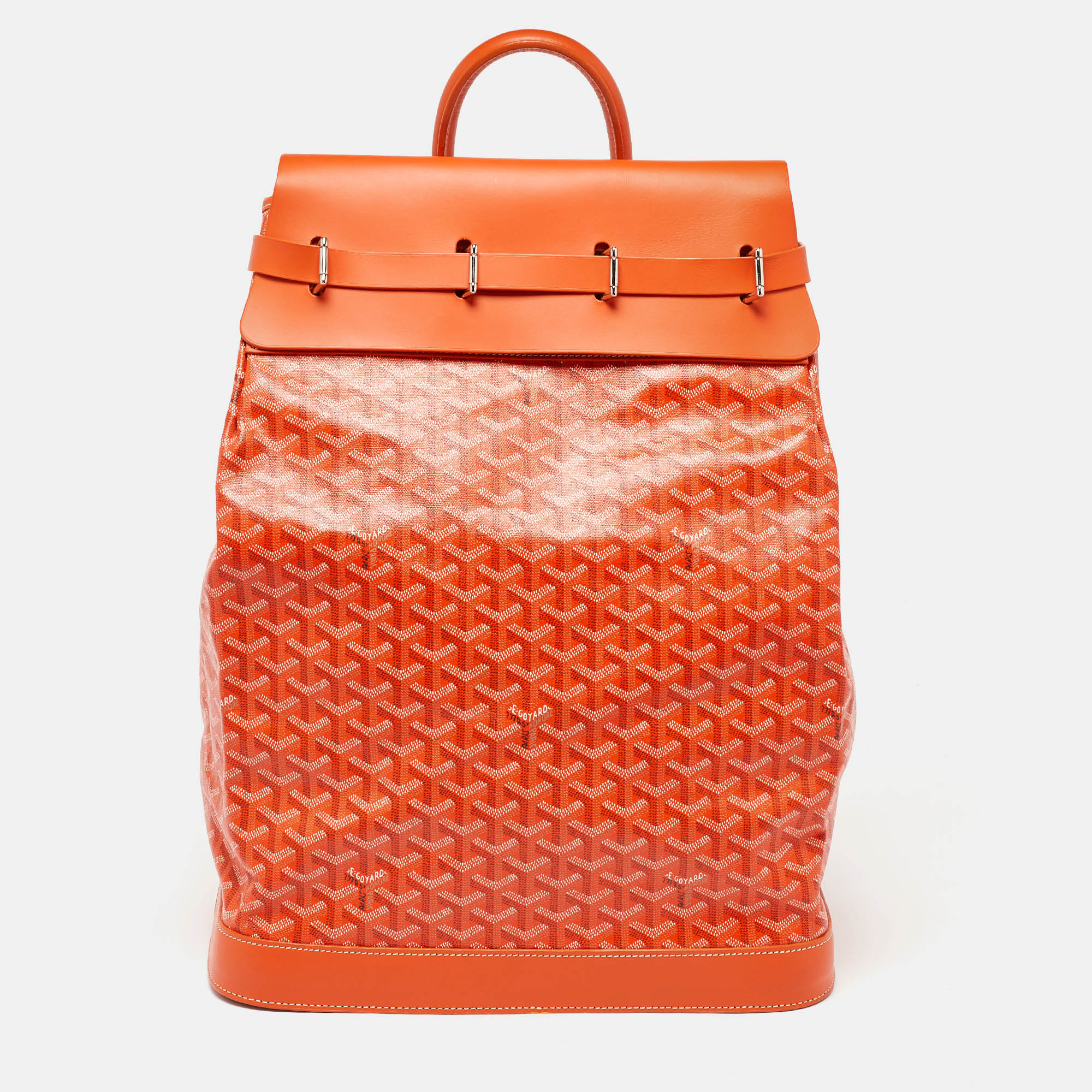 

Goyard Orange Goyardine Coated Canvas and Leather Steamer Bag