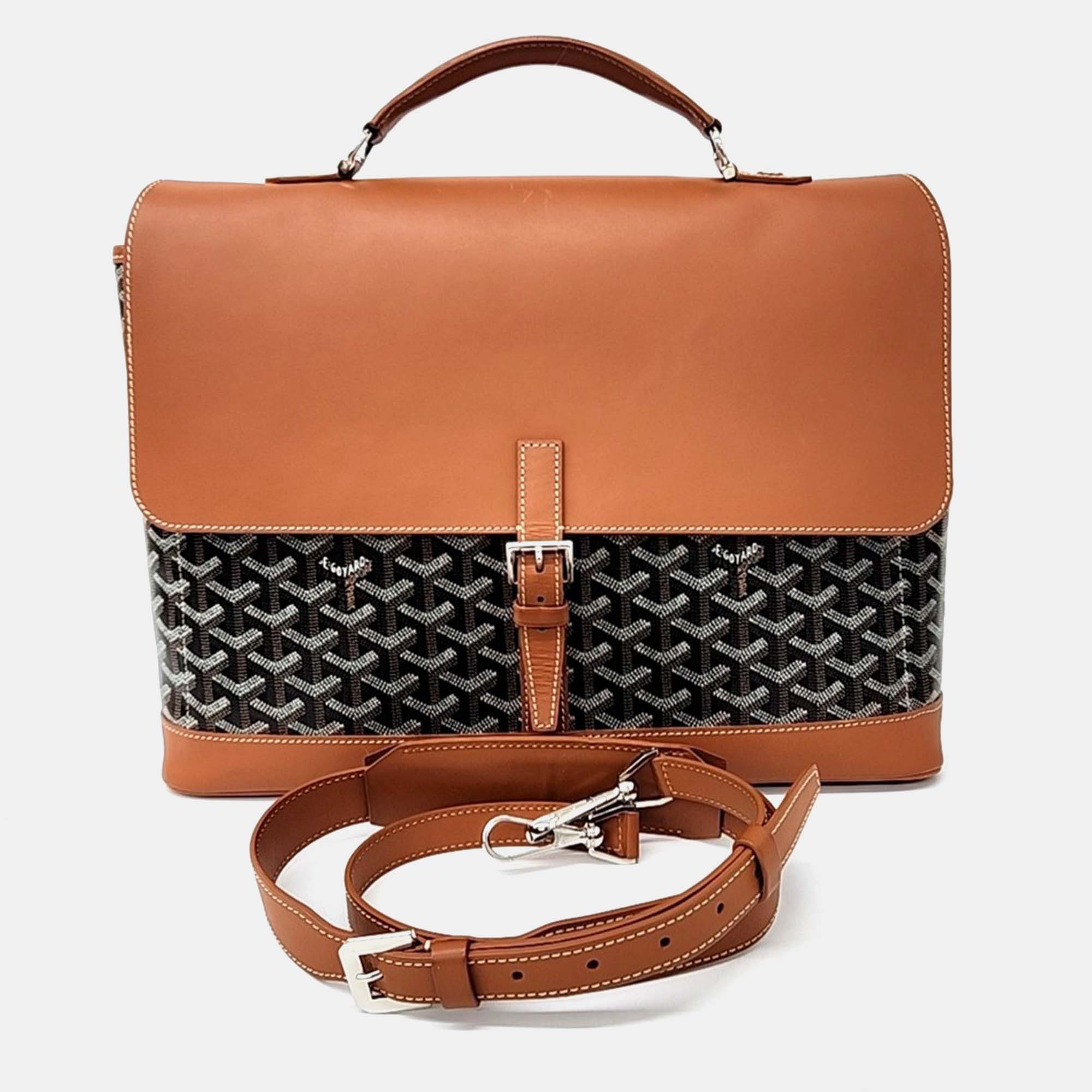 

Goyard Black Brown Coated Canvas and Leather Citadine PM & Strap
