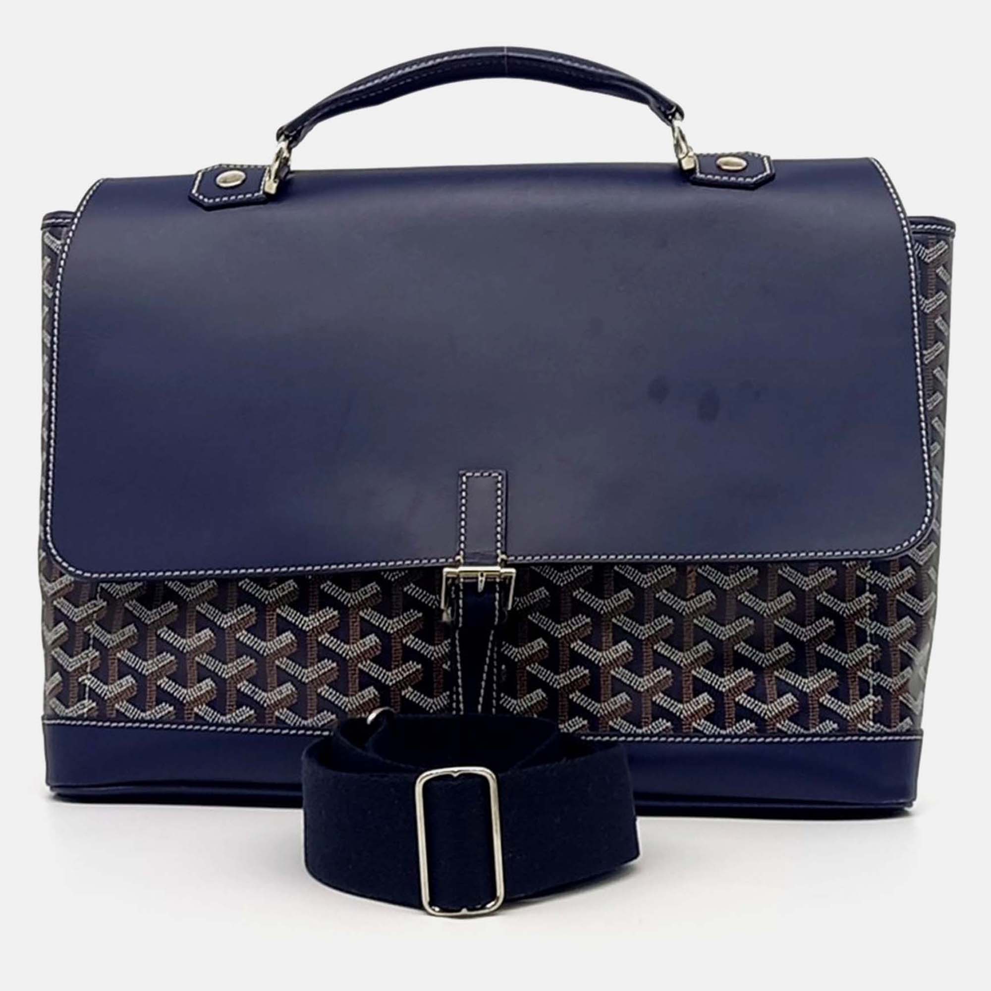 

Goyard Navy Blue Leather Citadine PM & Strap