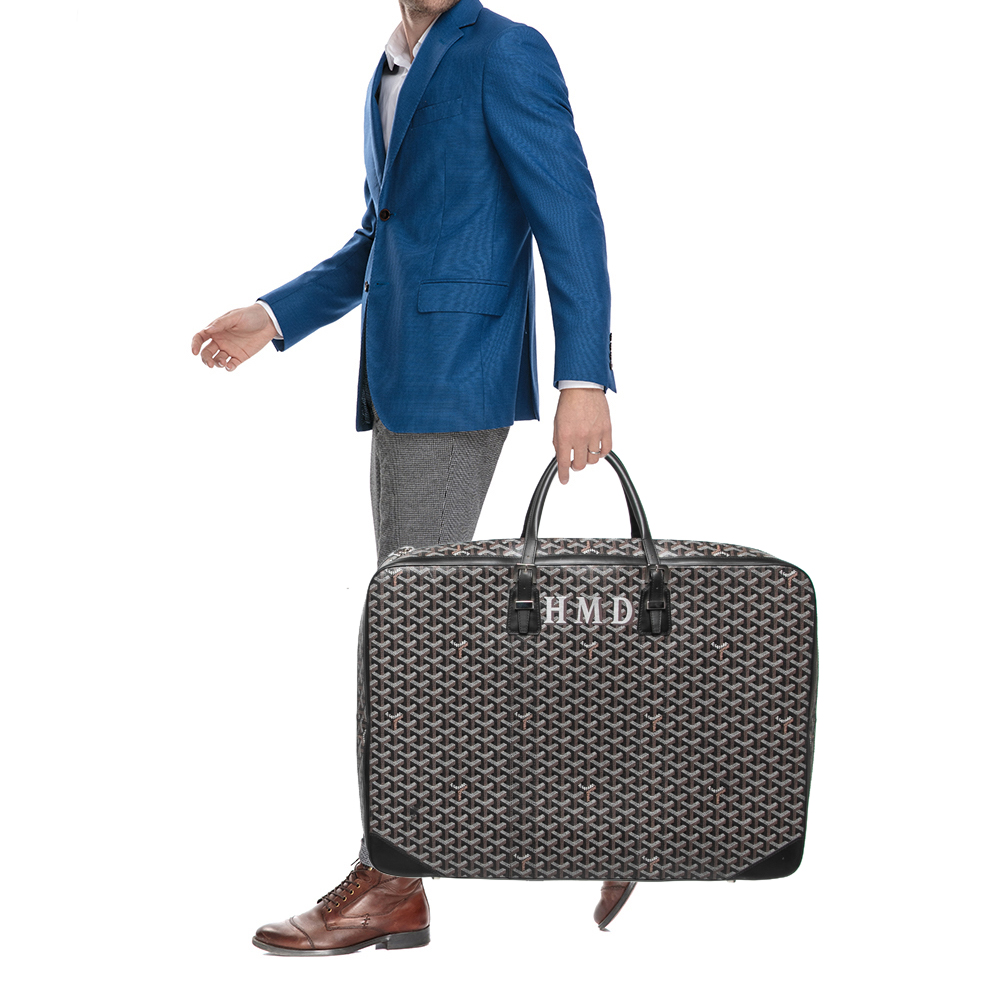 

Goyard Black Coated Canvas And Leather Caravelle 60 Suitcase