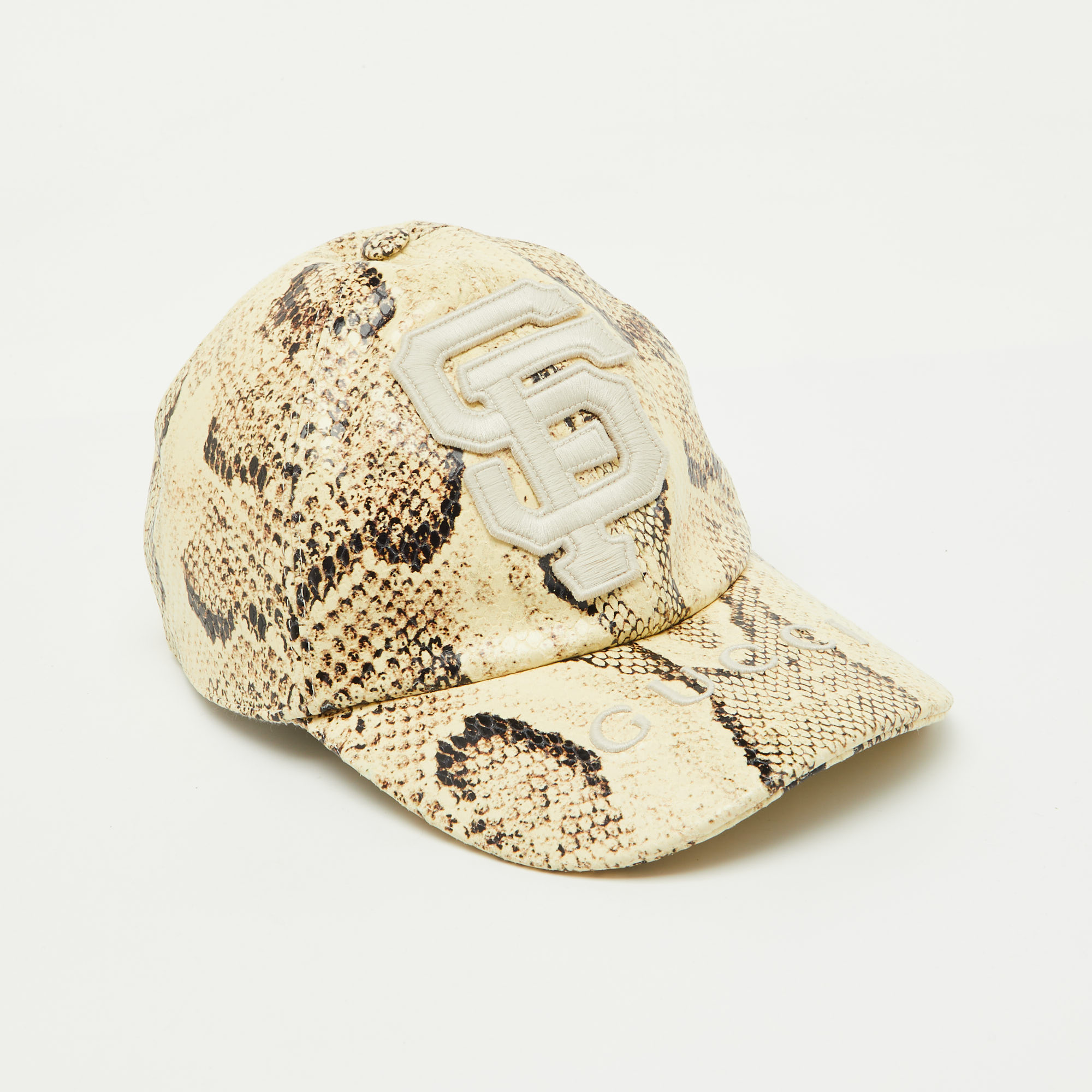 

Gucci x MLB Beige Snake Print Leather Baseball Cap