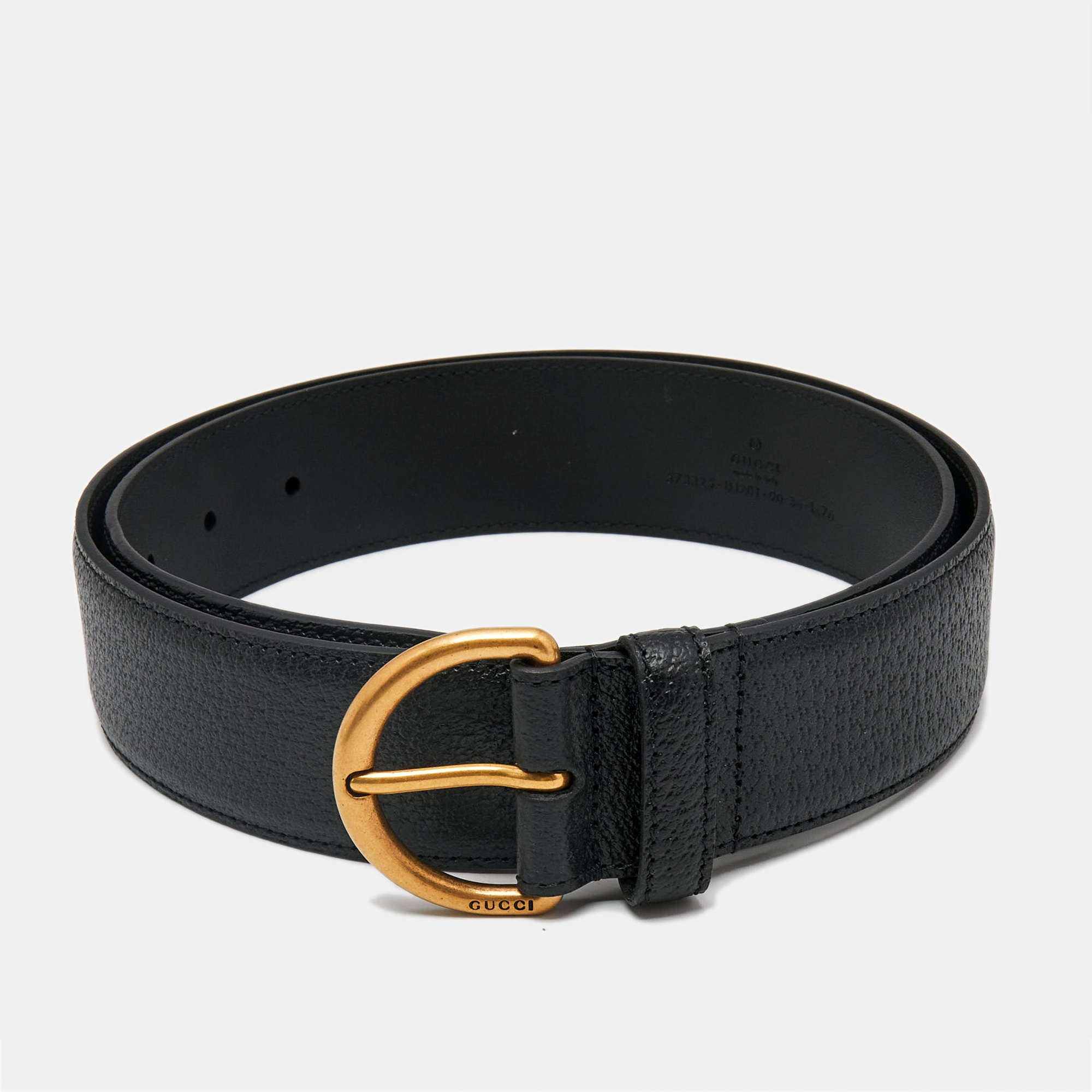 

Gucci Black Leather D Ring Buckle Belt