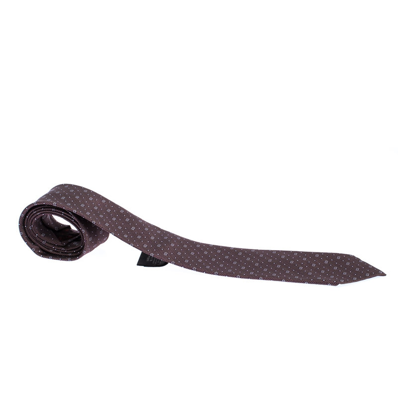 Pre Owned Gucci Burgundy Guccissima Silk Jacquard Tie