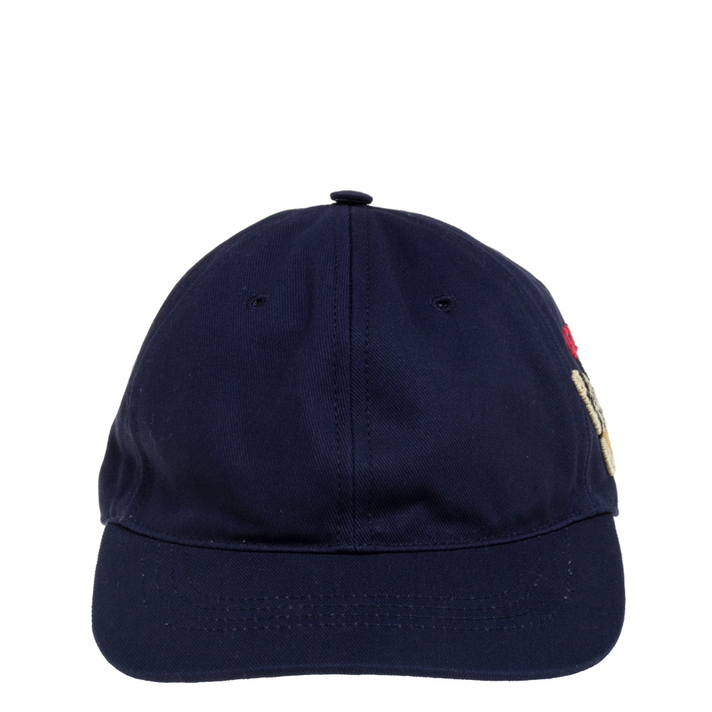 

Gucci Navy Blue Butterfly Embroidered Baseball Cap