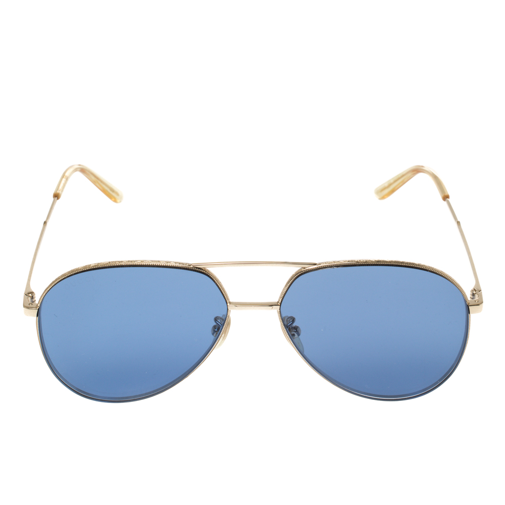 

Gucci Gold Tone/Blue GG0356S Aviator Sunglasses