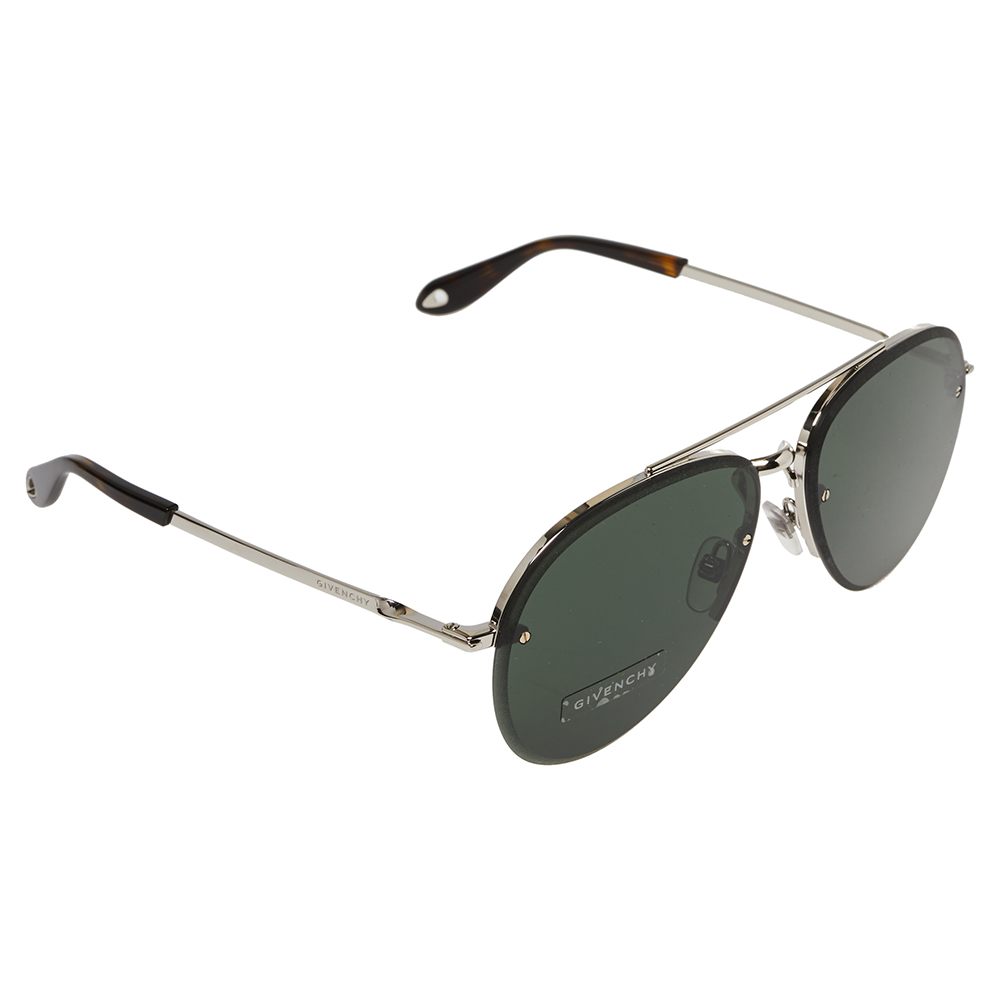 Pre-owned Givenchy Silver/green Gv7075/s Aviator Sunglasses