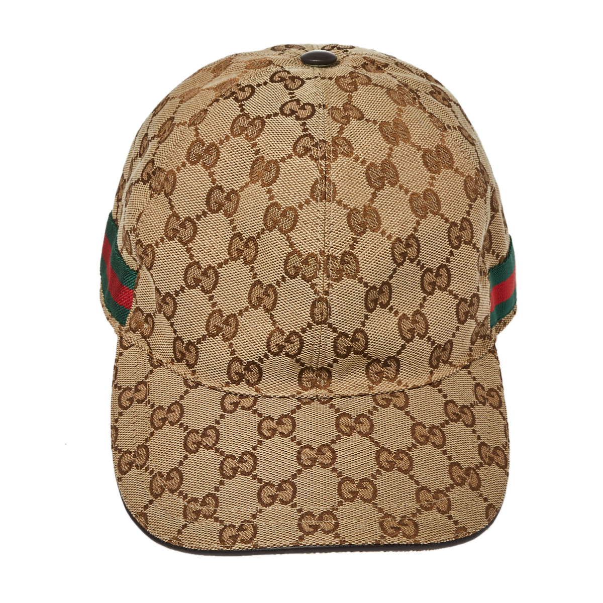 

Gucci Beige Guccissima Web Stripe Detail Canvas Baseball Cap