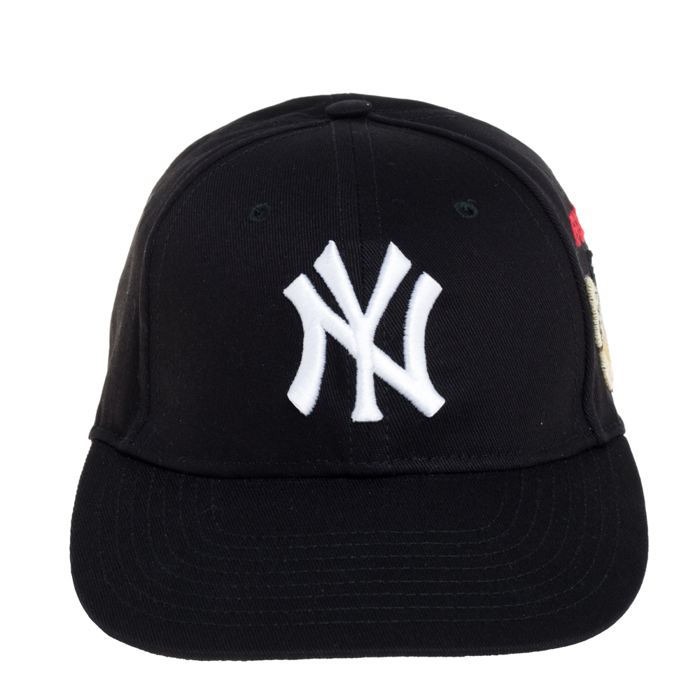 

Gucci Black NY Yankees Patch & Butterfly Appliqued Cotton Baseball Cap