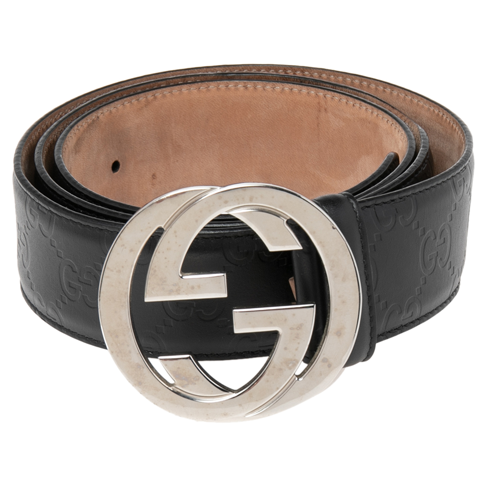 

Gucci Black Guccissima Leather Interlocking G Belt