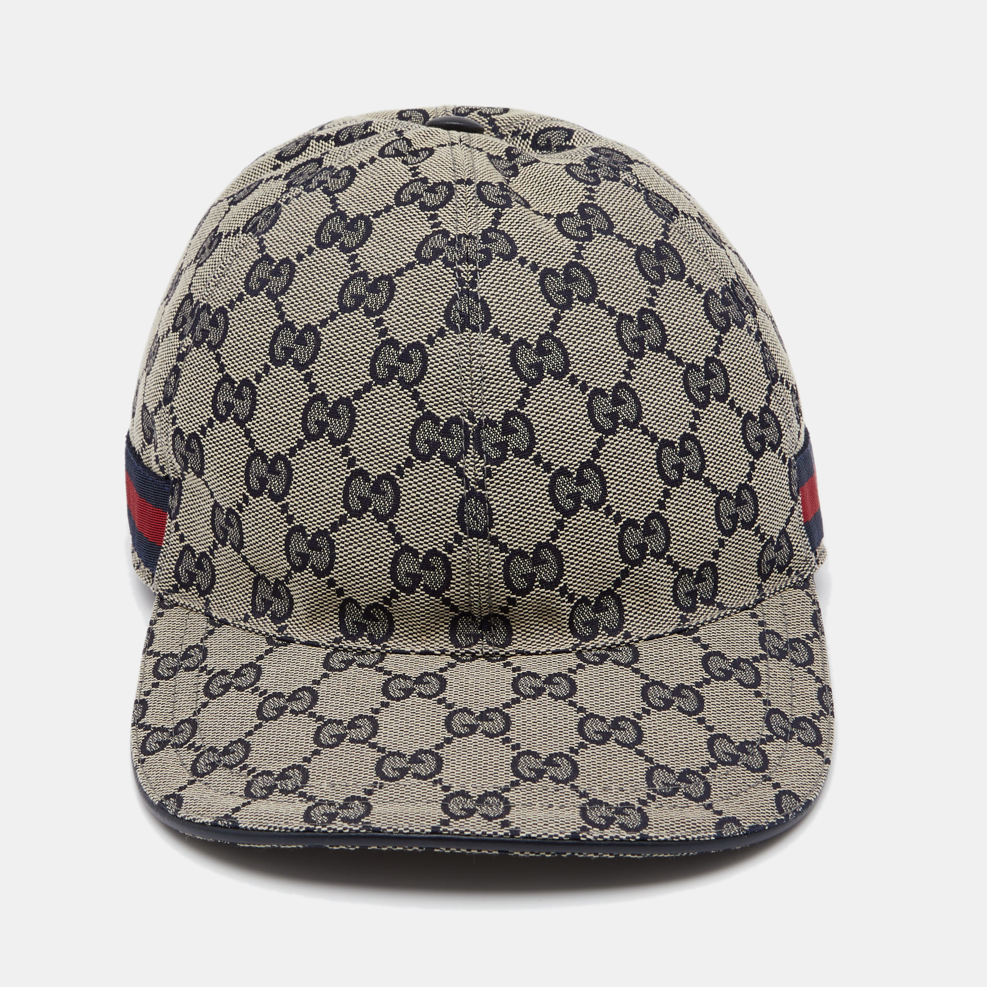 

Gucci Blue Guccissima Patterned Web Trimmed Baseball Cap