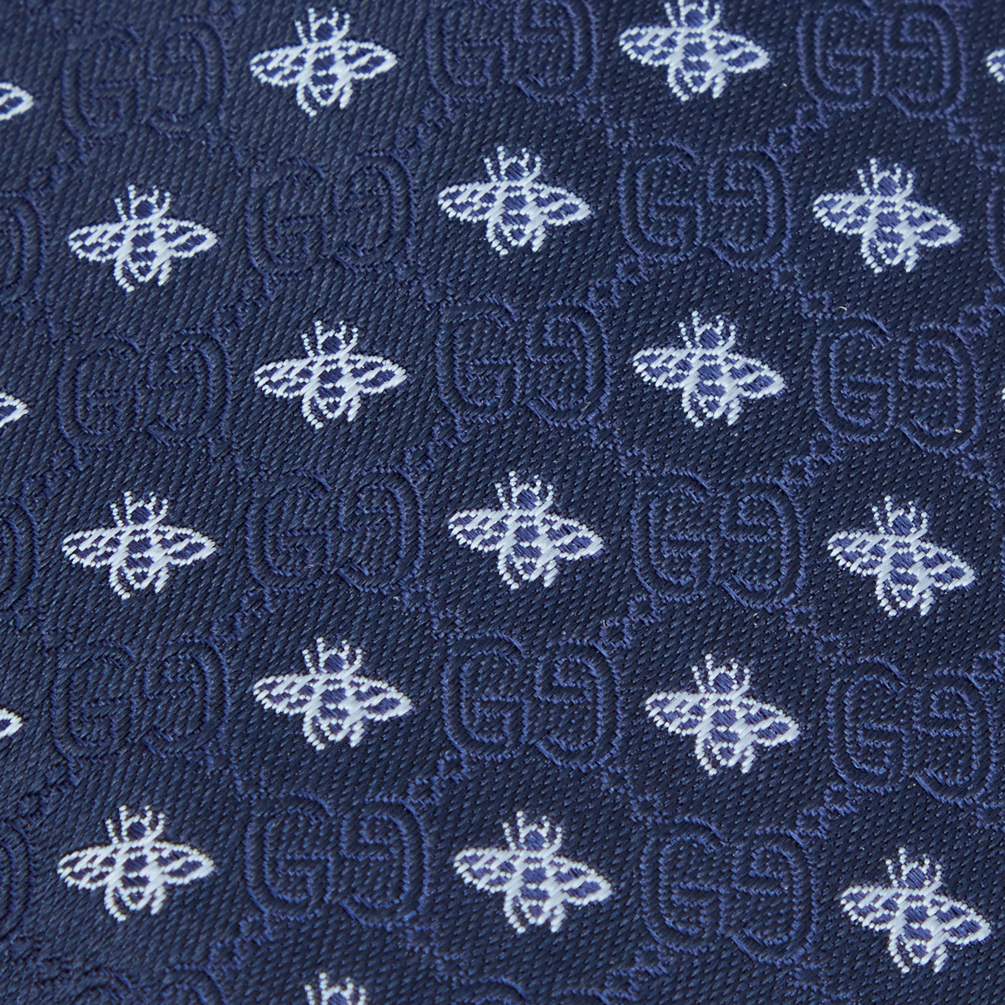 

Gucci Blue Silk Woven GG Bees Tie