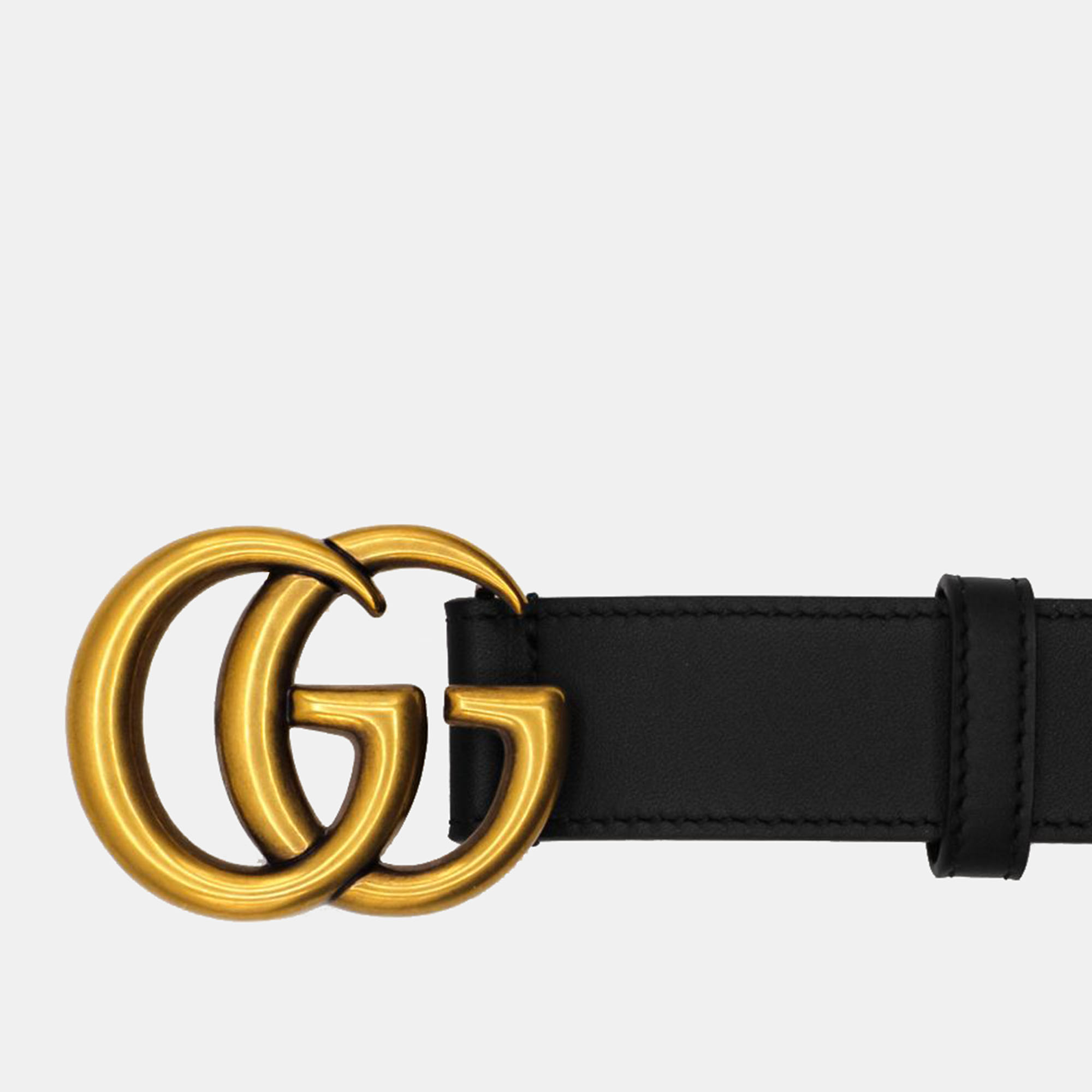 

Gucci Black Leather Double G Buckle Belt