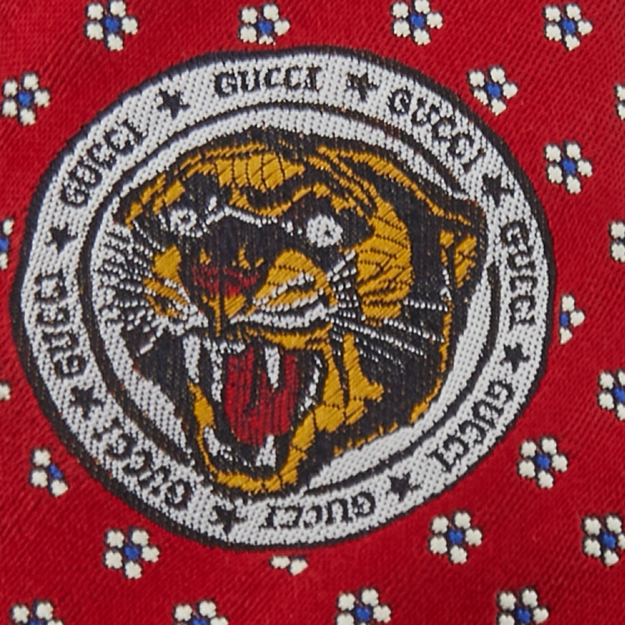 

Gucci Red Tiger Flory Silk Slim Tie