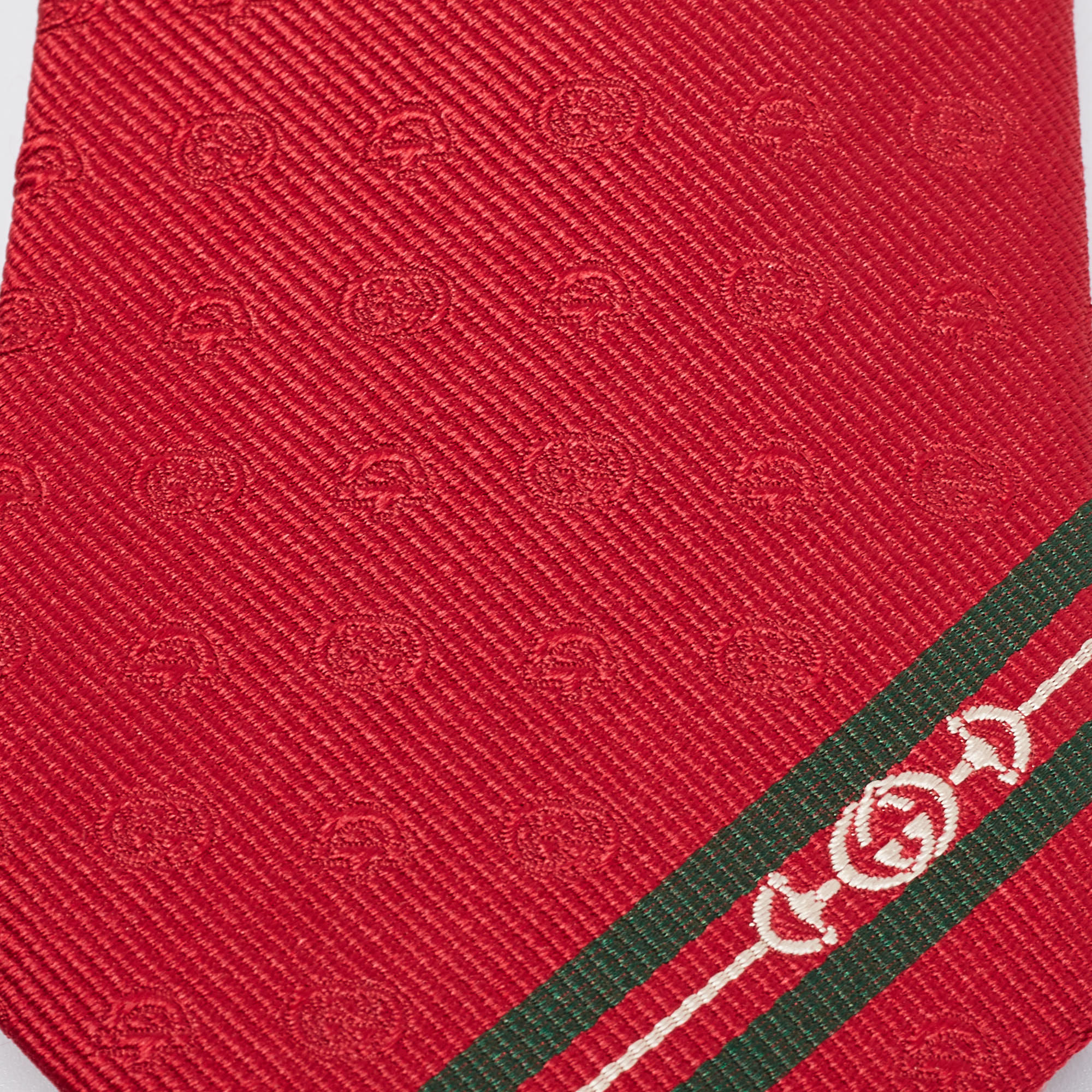 

Gucci Red Weppy Silk Jacquard Slim Tie