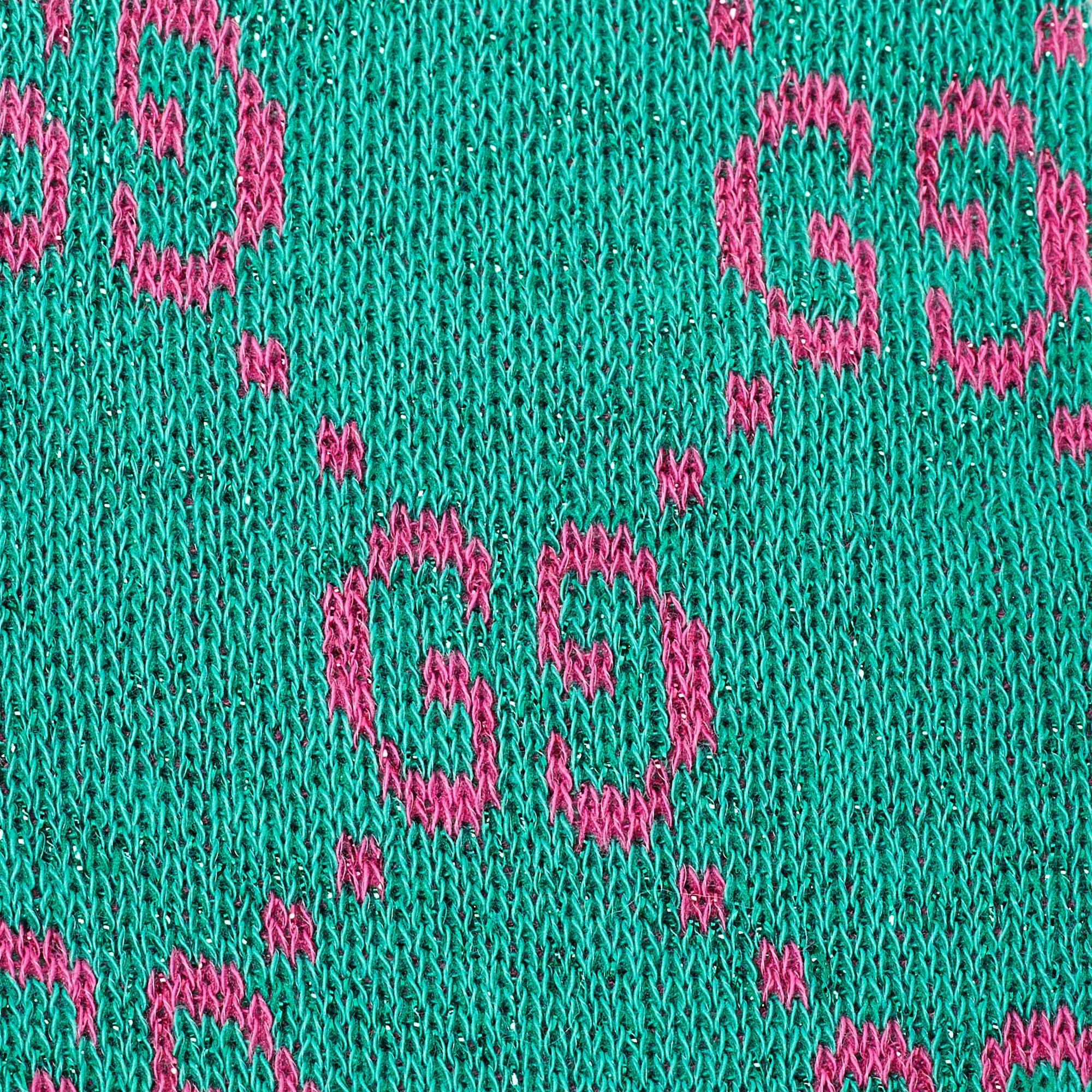 

Gucci Green & Pink Logo Monogram Lurex Cotton Knit Knee High Socks  (8