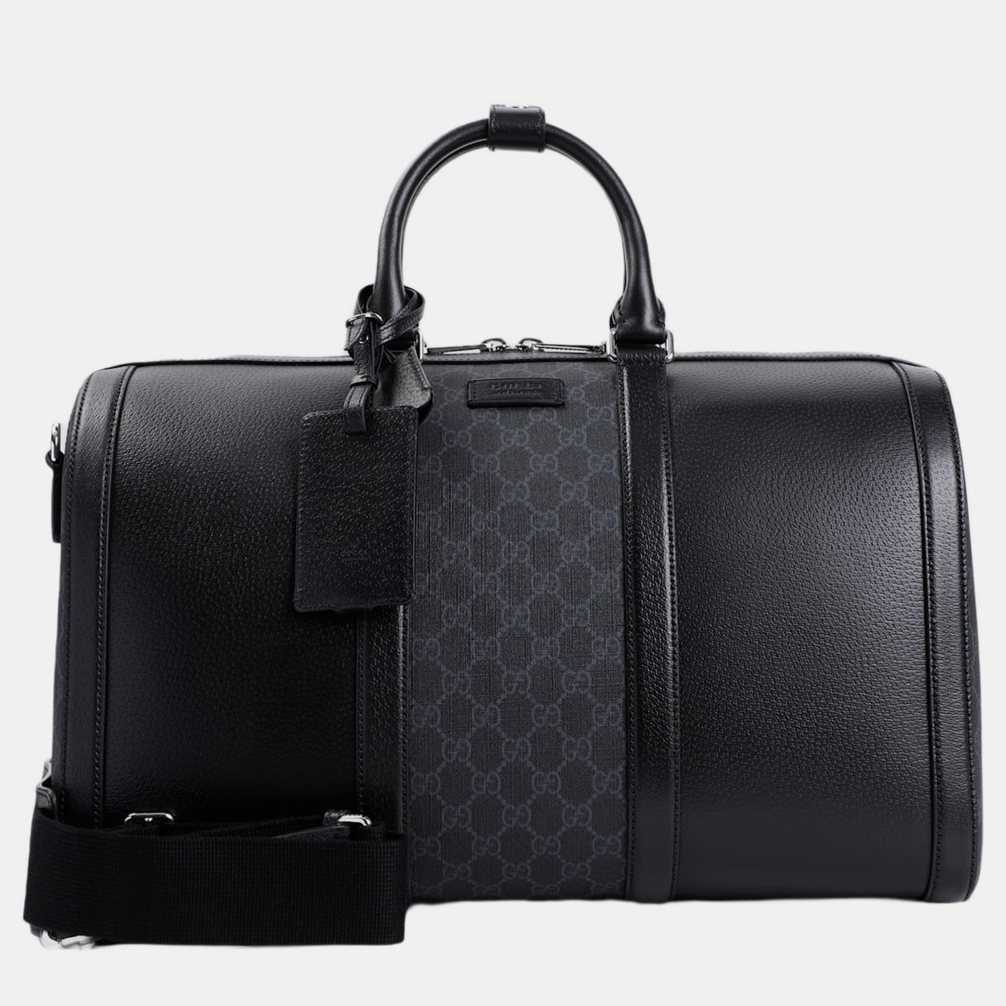 

Gucci Black Leather and GG Coated Canvas Duffle Bag