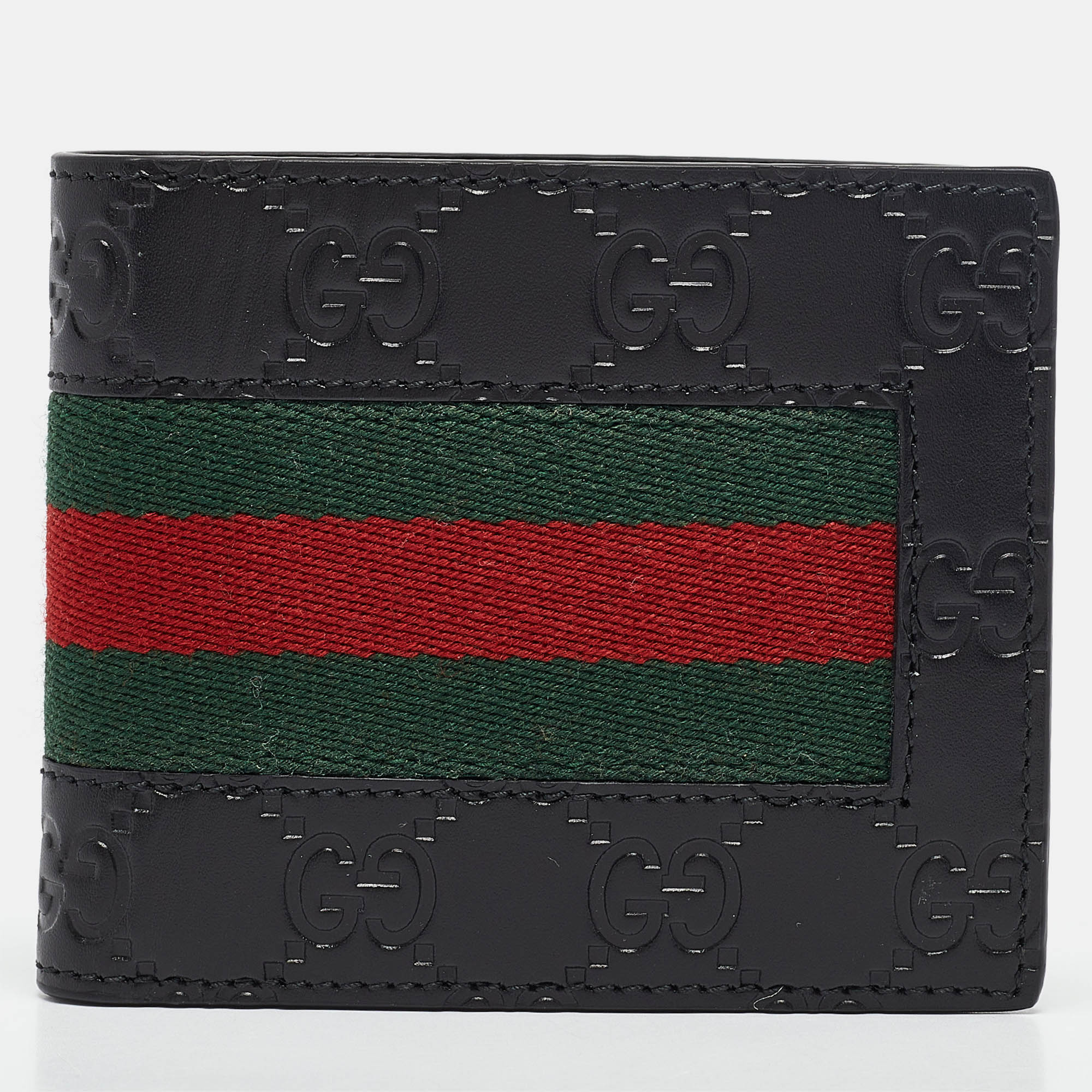 

Gucci Black Guccissima Leather Web Bifold Wallet