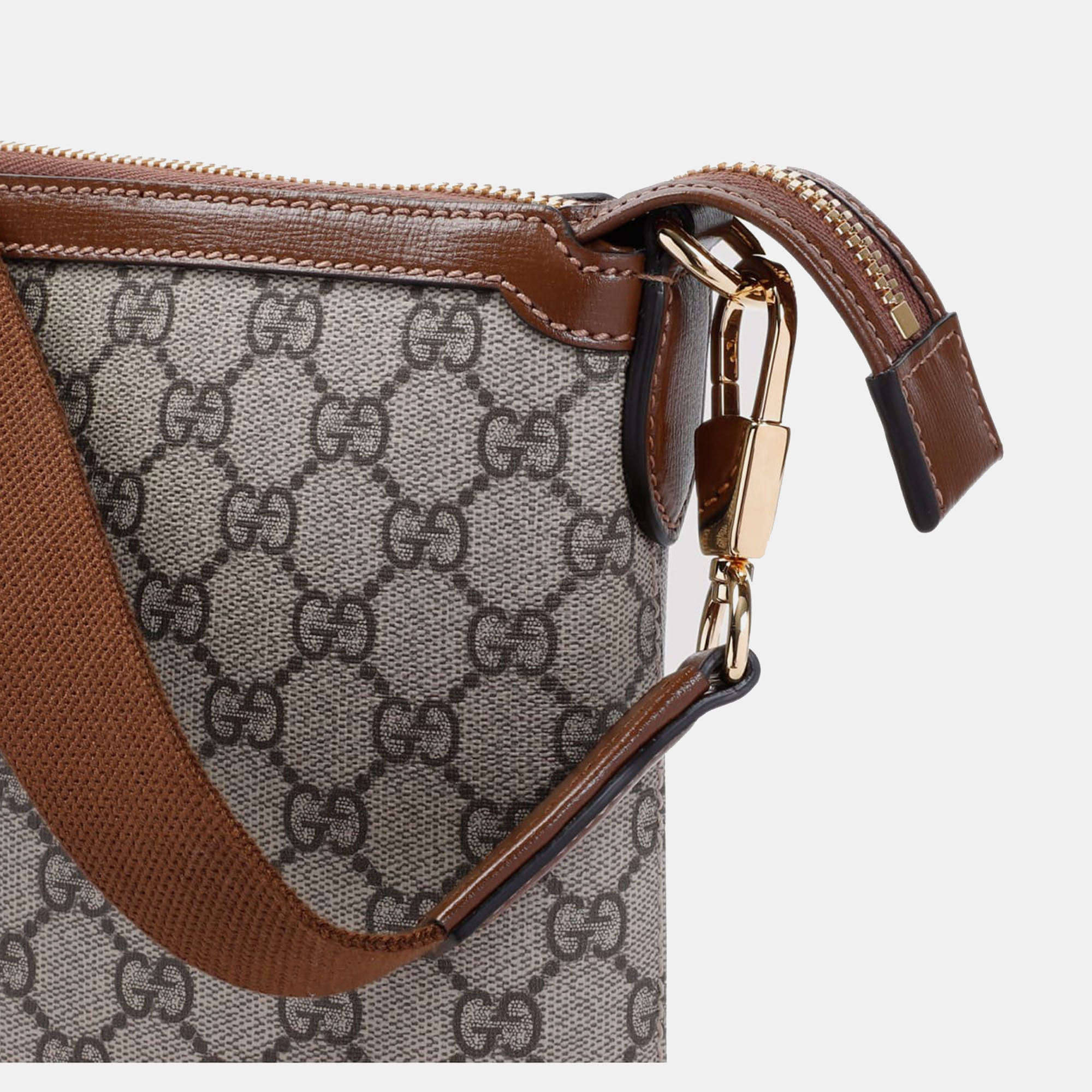 Gucci Beige/Black GG Supreme Canvas and Leather Vintage Messenger Bag 