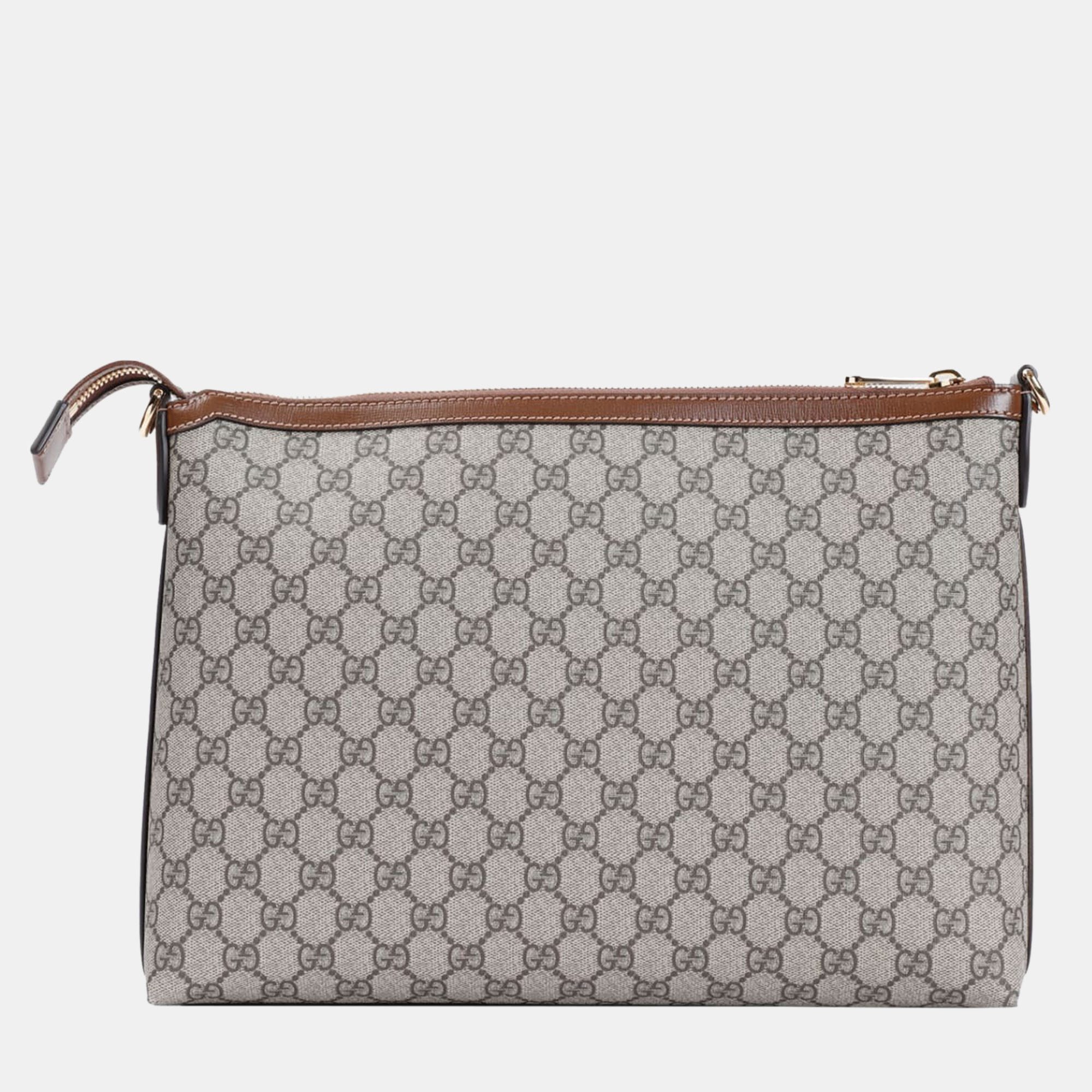 Gucci Beige/Black GG Supreme Canvas and Leather Vintage Messenger Bag 
