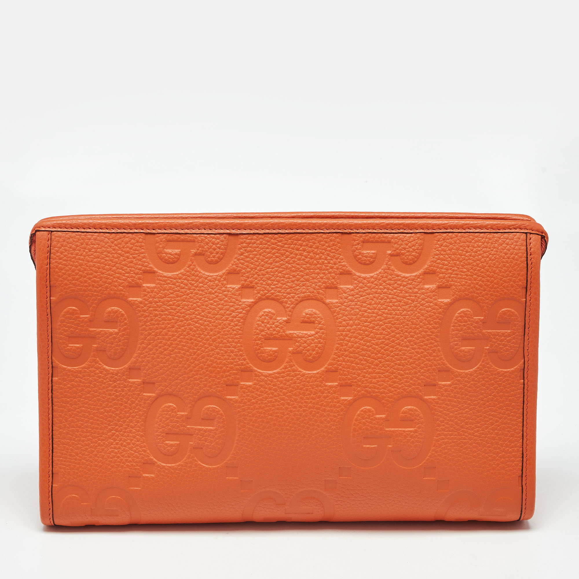 

Gucci Neon Orange Jumbo GG Leather Medium Pouch