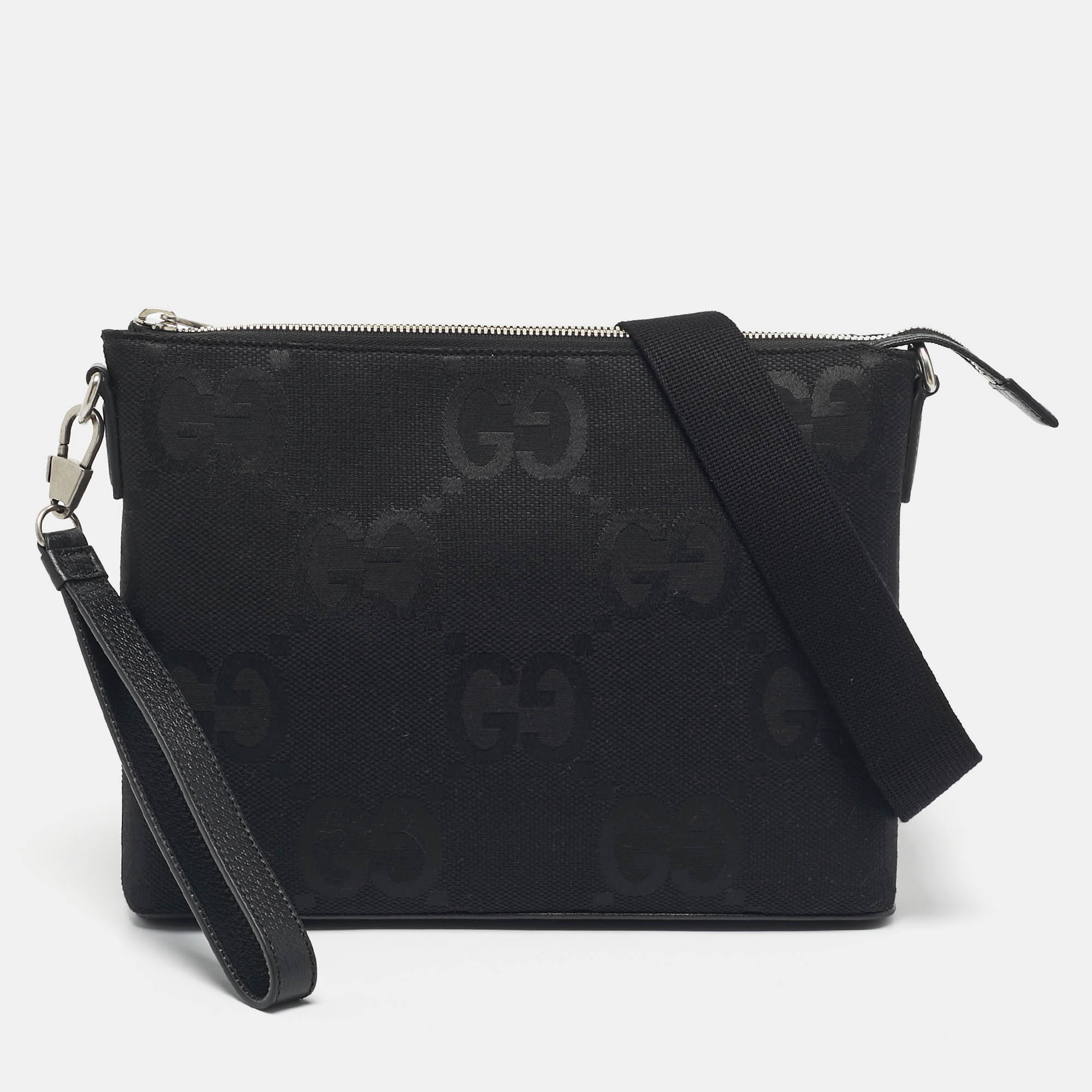 

Gucci Black Jumbo GG Canvas Medium Messenger Bag