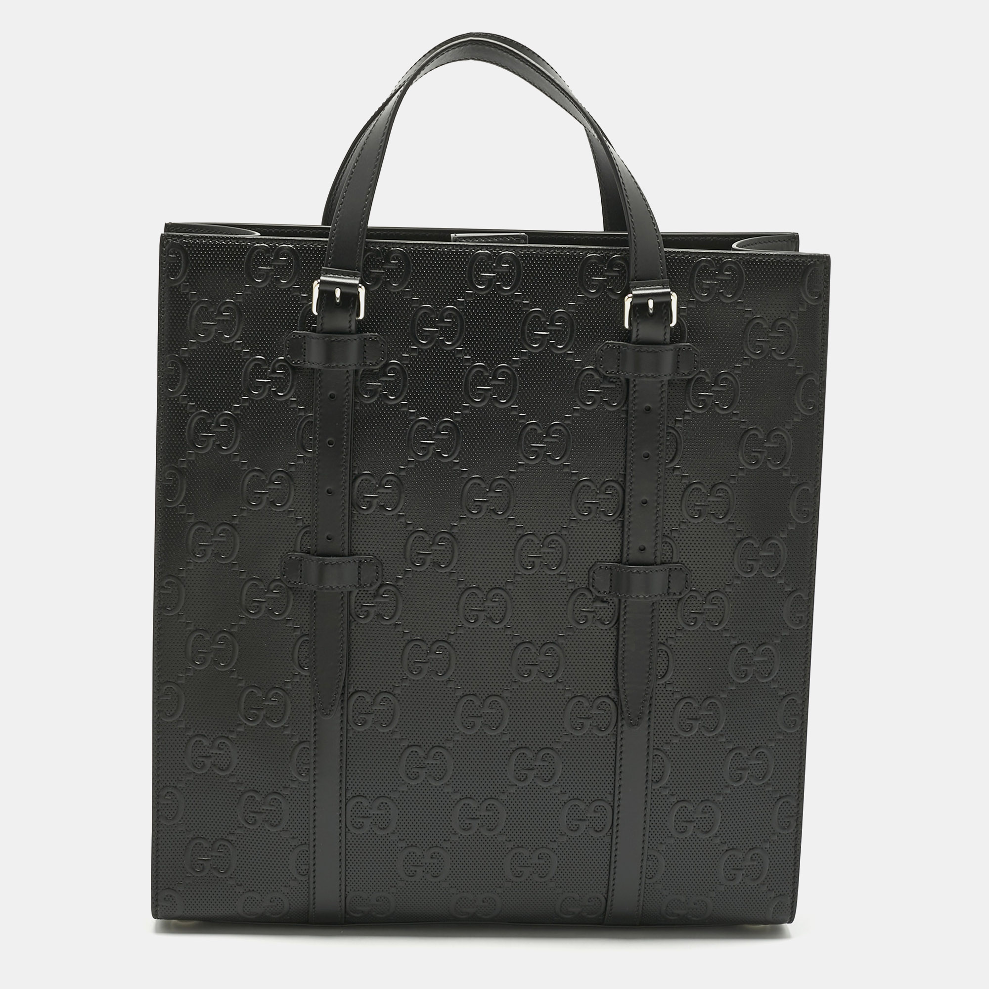 

Gucci Black GG Embossed Leather Medium Tote