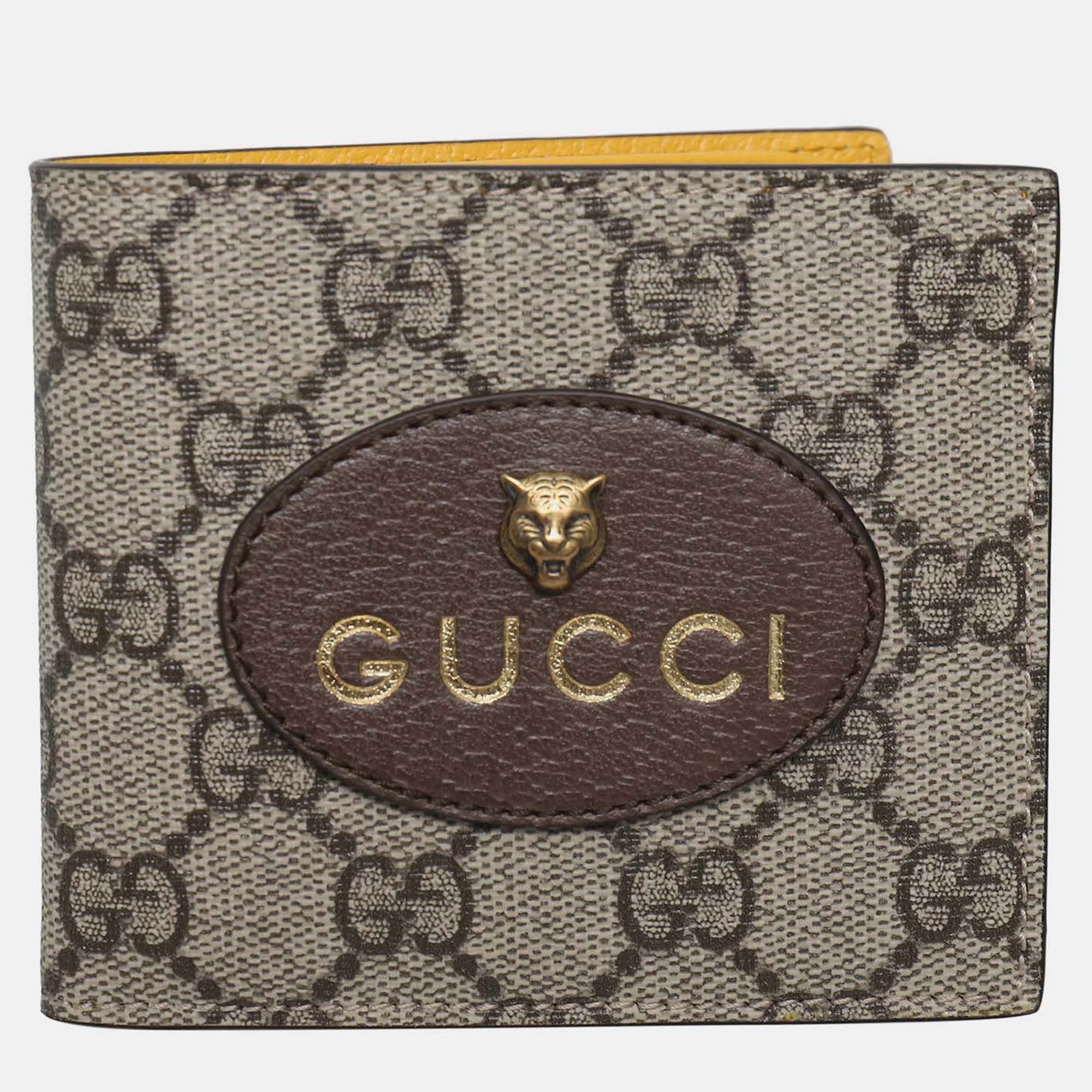 Pre-owned Gucci Neo Vintage Gg Supreme Wallet In Sand