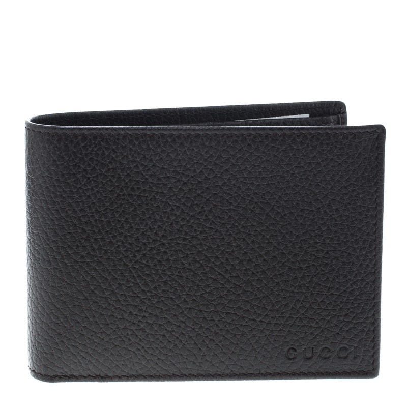 Gucci Dark Brown Grain Leather Bifold Wallet