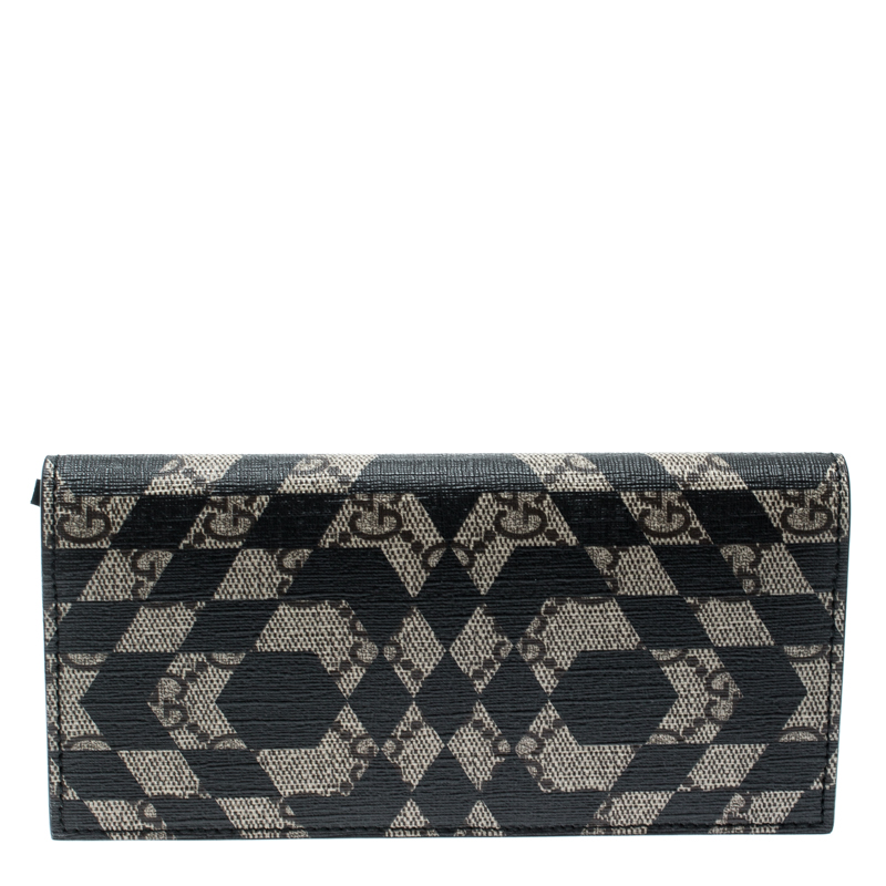 Gucci Beige/Black GG Supreme Canvas Bifold Continental Wallet